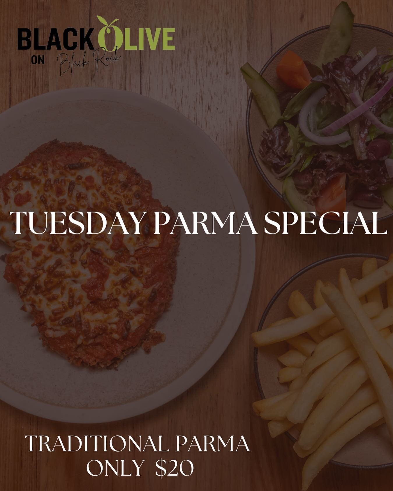 Tuesday Parma night&rsquo;s are back🤌🏽
Come on in and enjoy a delicious chicken parmigiana every TUESDAY 🍽️
.
.
.
Choose from our mouthwatering options:
 $20 for Traditional or Italian Parma
 $29 for Traditional or Italian Parma with a 300ml beer 