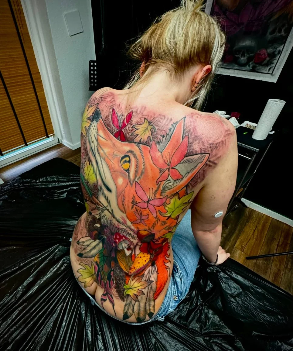 Cover Up Fuchs Neotradtional Tattoo-Rücken