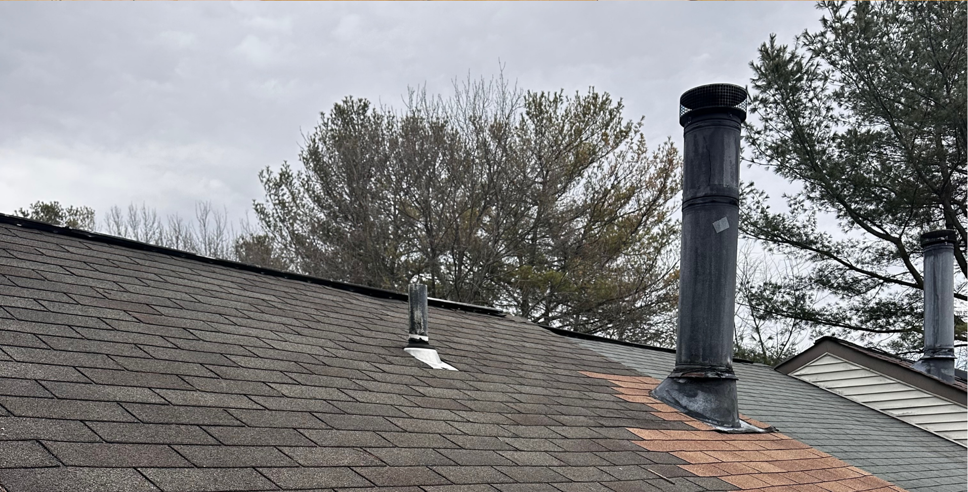 Roof pipe boot installed on a residential home