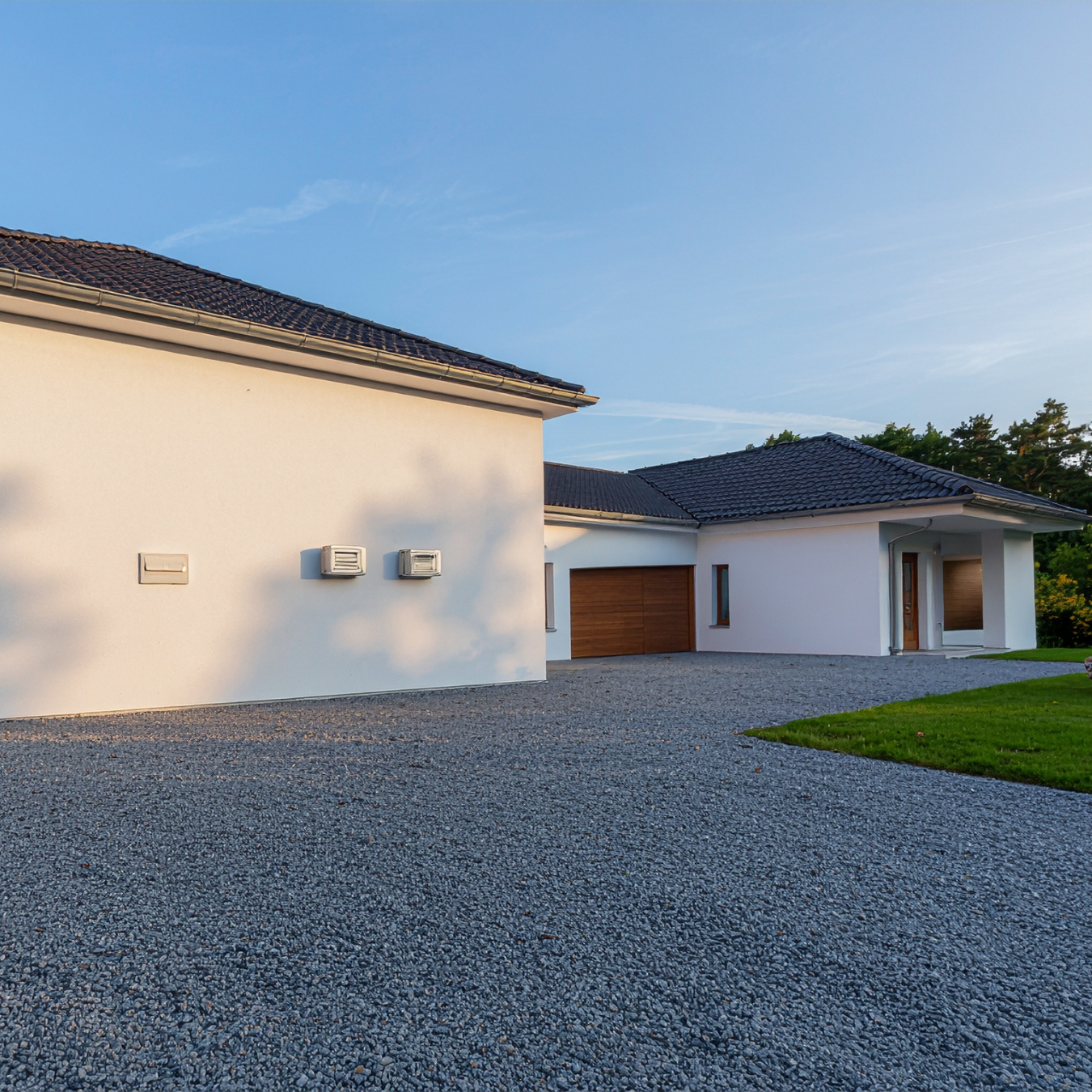Clear driveway and yard before roof installation