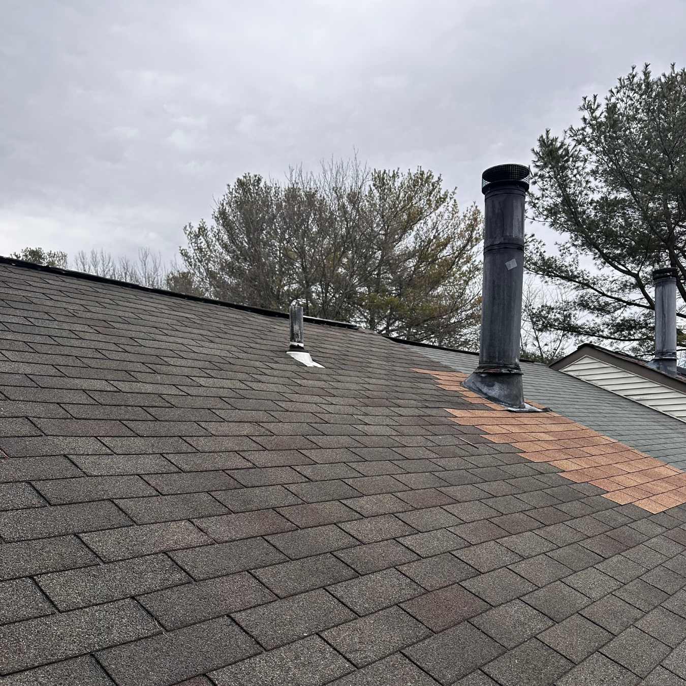 Roof pipe boot installed on residential home