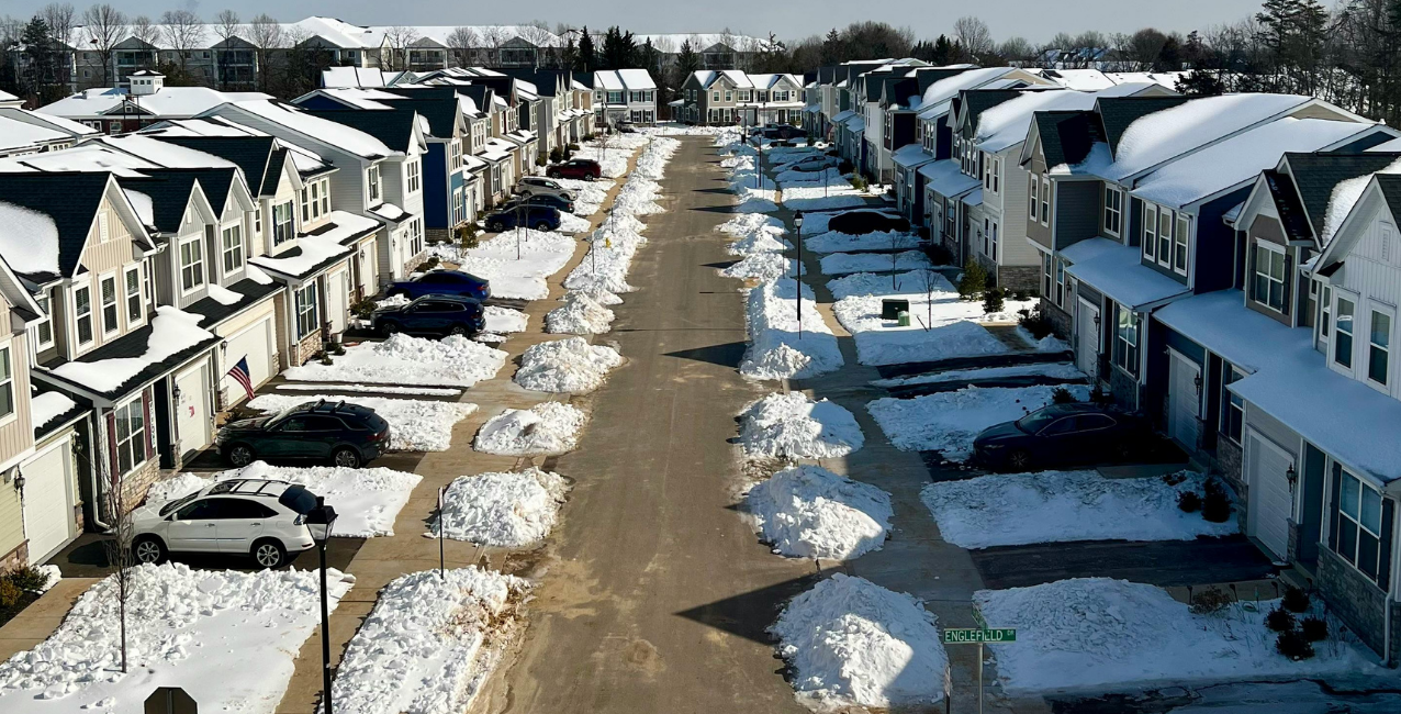 Virginia neighborhood homes during winter