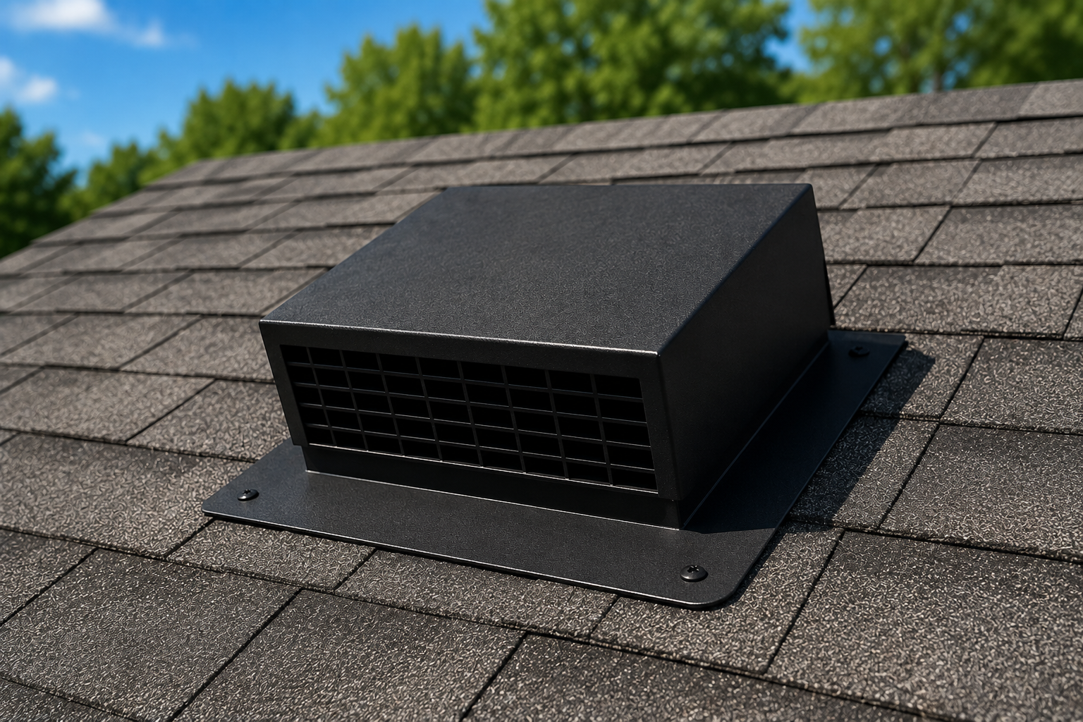Residential roof with a box vent