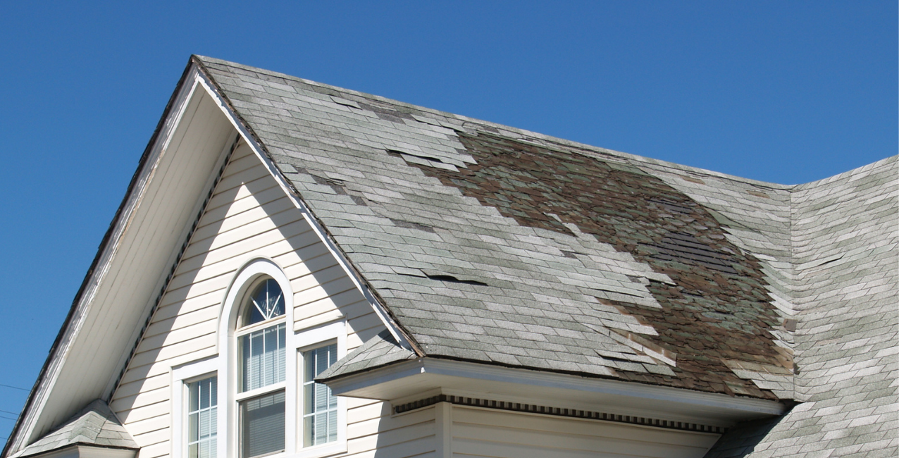 Worn-out roof with discoloration in DMV
