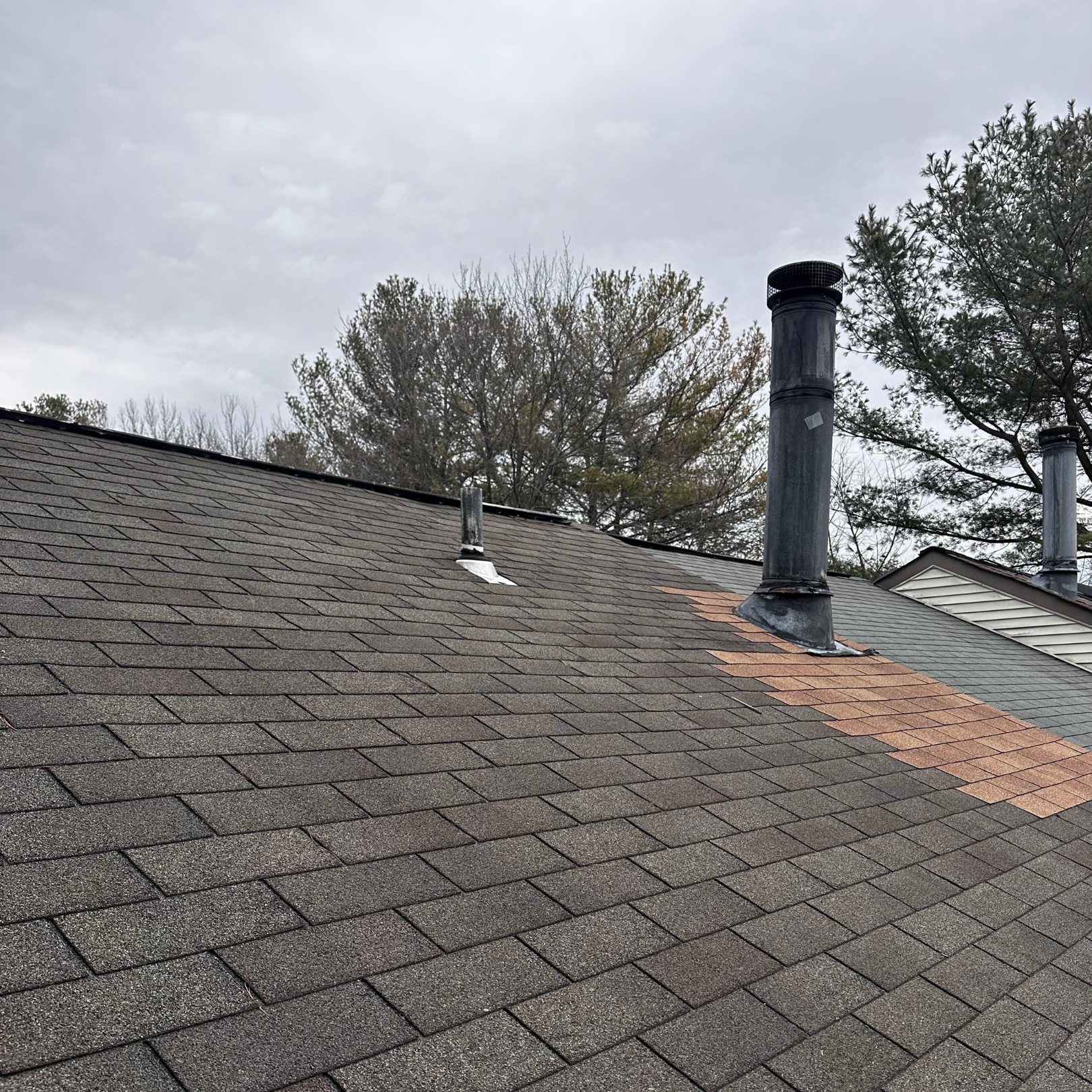 Close-up of roof pipe boot on residential home in DMV