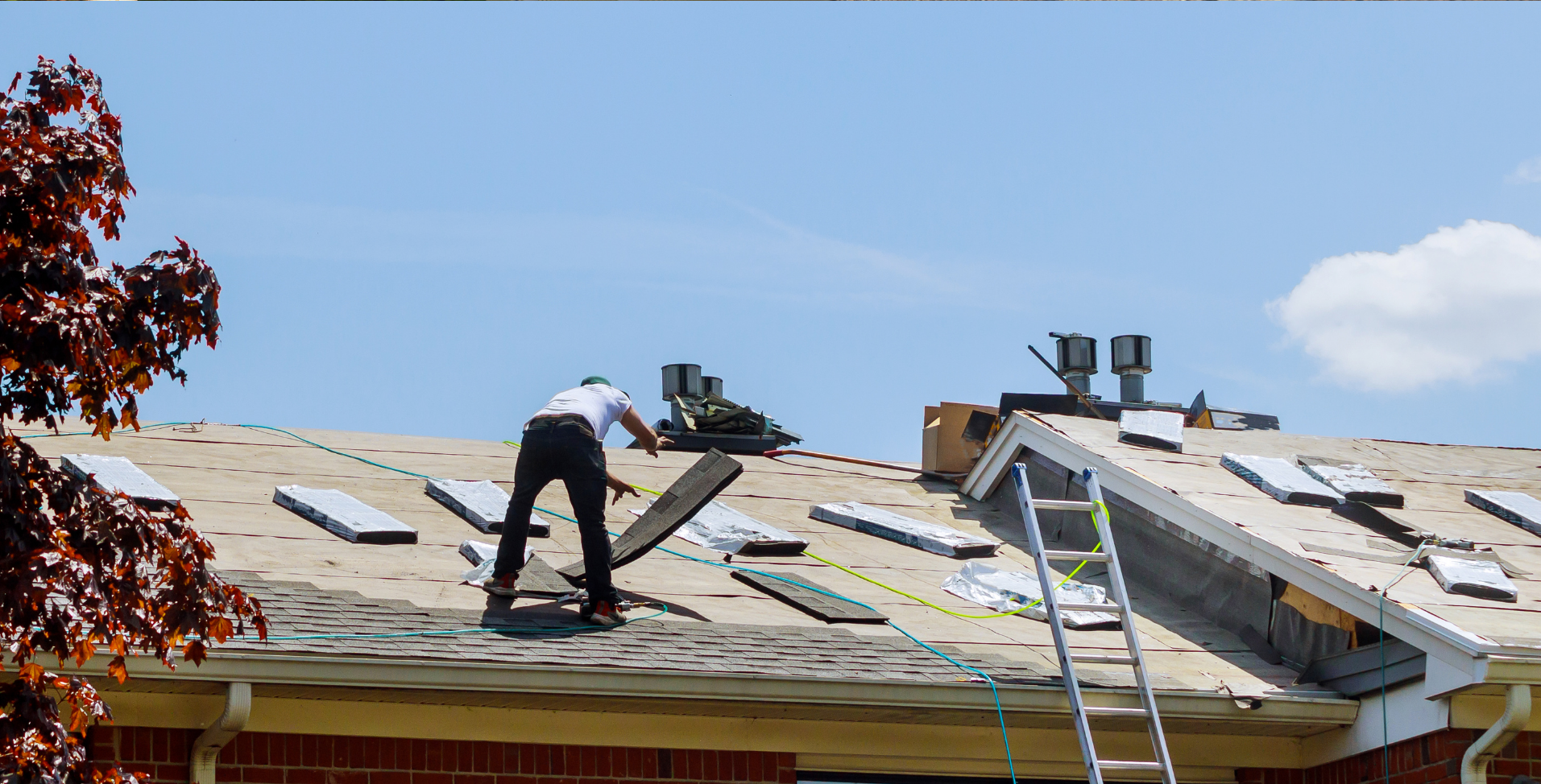 Roofing materials being prepared by a contractor in Maryland