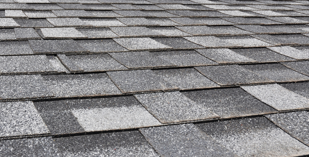 Close-up of roof shingles on residential home