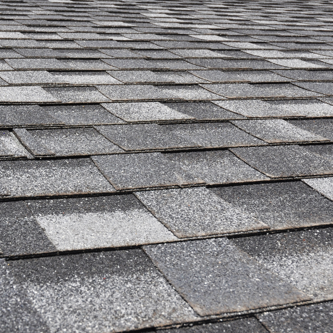Asphalt shingles installed on a residential roof