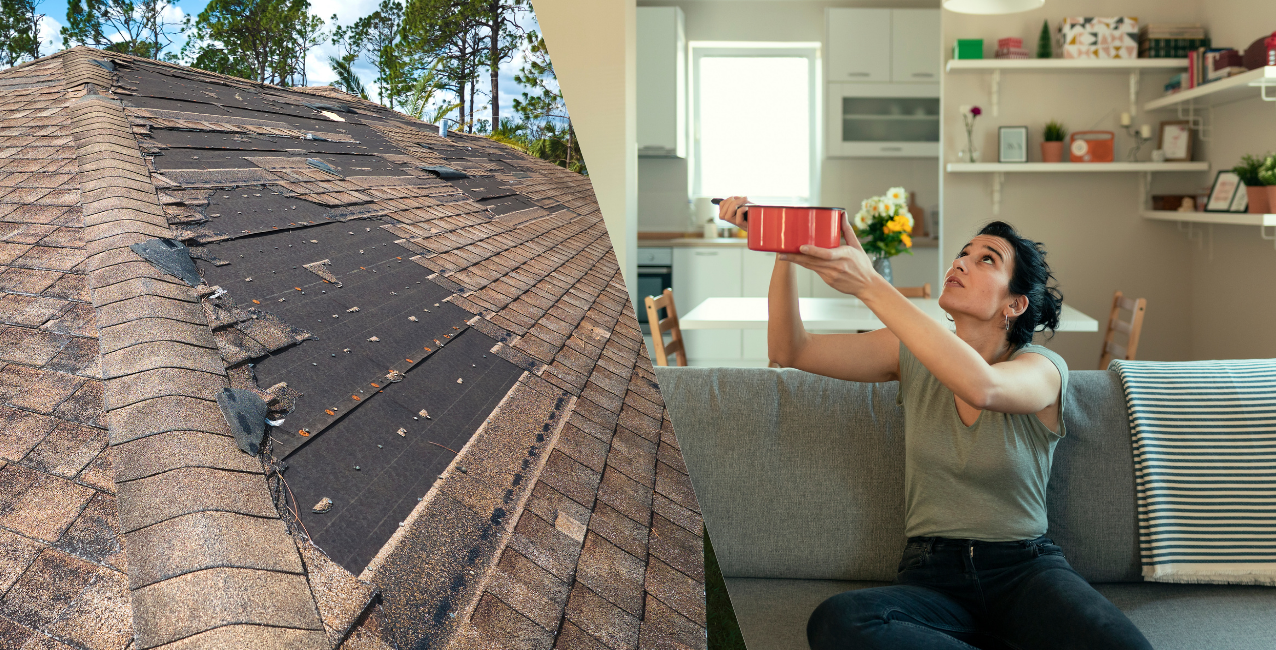 Missing shingles that may cause water leaks