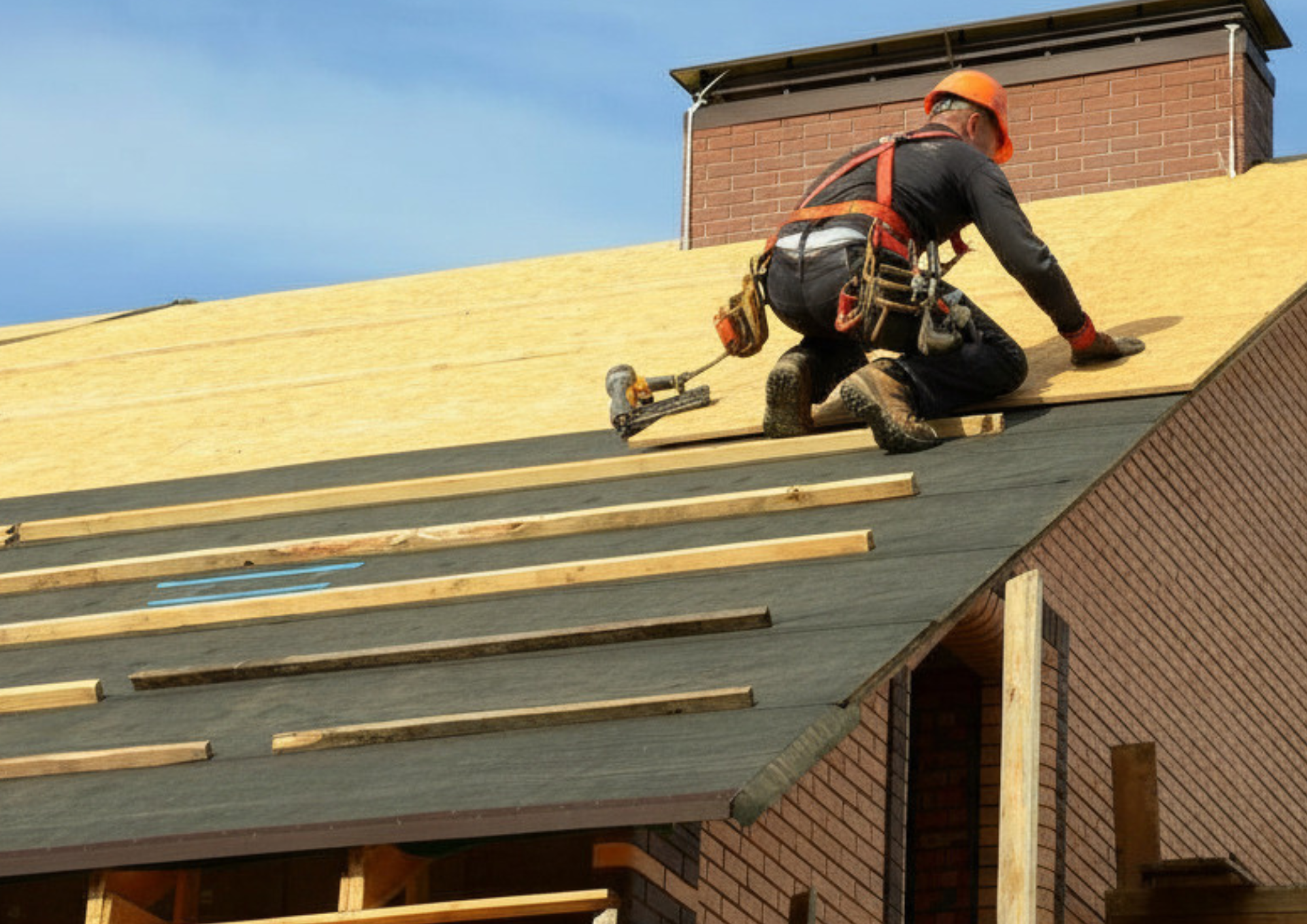 roof decking installation in progress on residential home