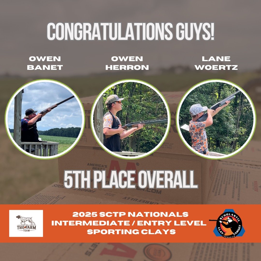 π₯ Back-to-Back Podium Power! π₯
For the second year in a row, a rising Farm Team squad has graced the podium in Sporting Clays at Nationals! π₯π
Last year, our Rookie Squad brought home 2nd Place in a tough field of 12 teams. This year? Our Inter