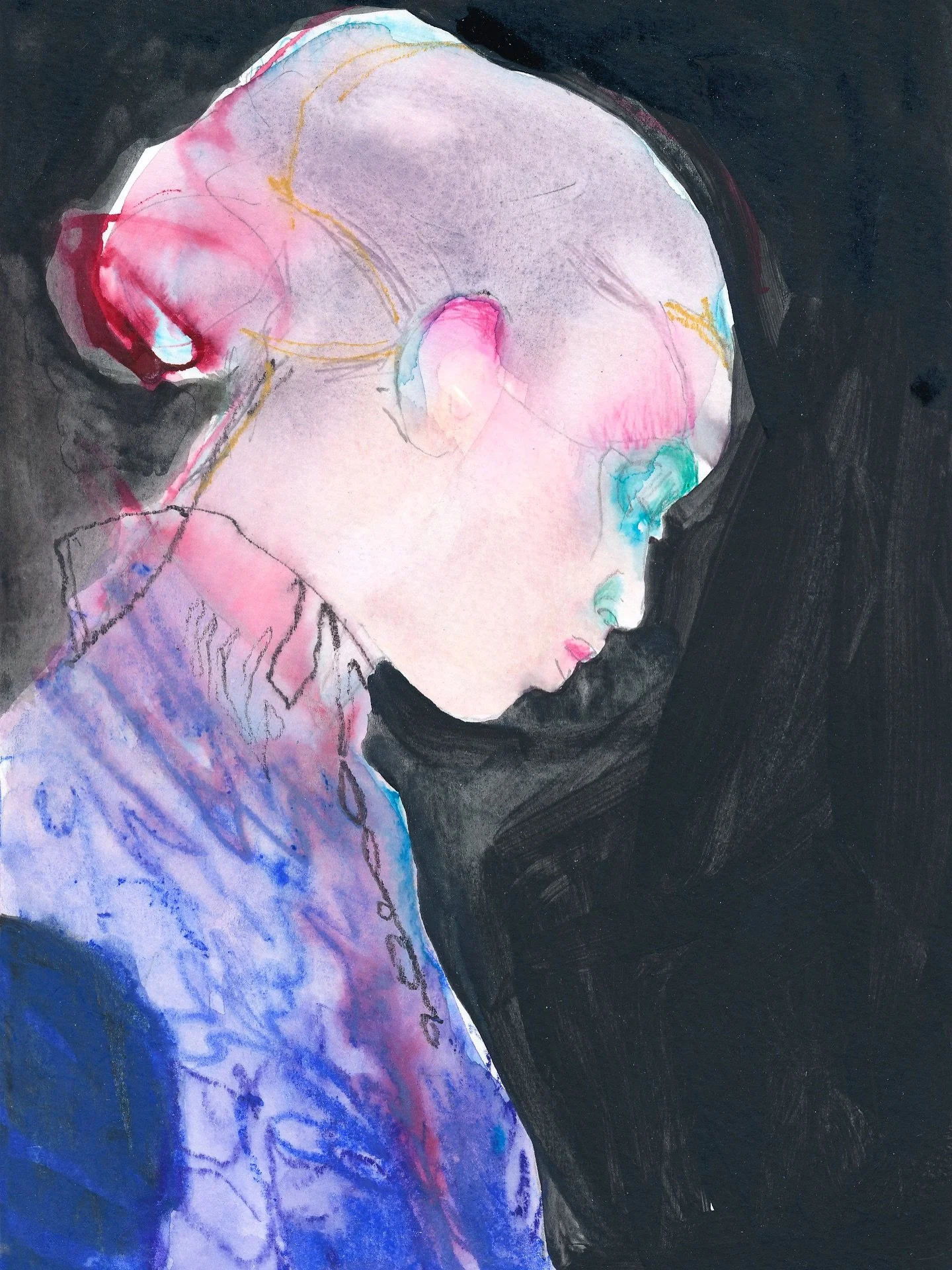 Revisiting &amp; developing #watercolorportrait #inkonpaper #mixedmedia #fashionisart #watercolor #cateparr #fashionillustration #fashionportrait