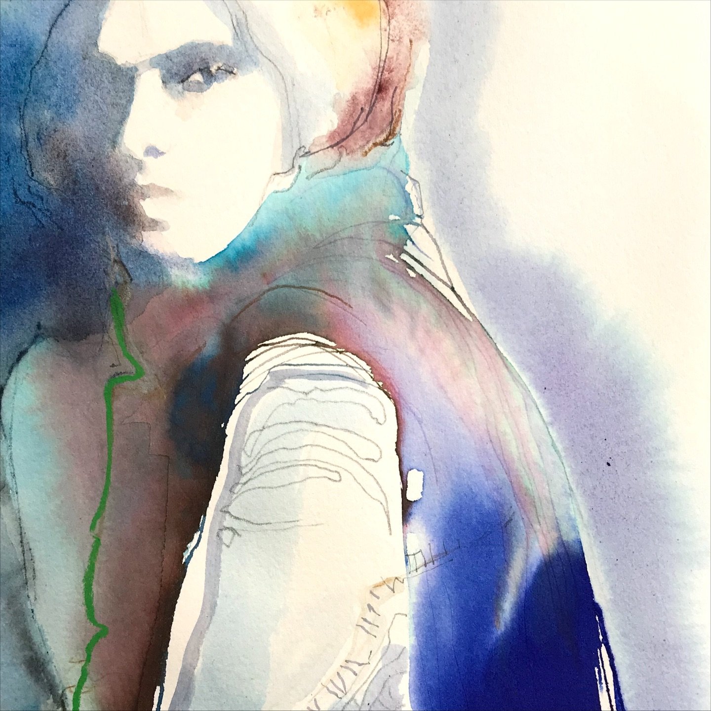 Reworking possibly ruining but 🤩 #paintingday ❄️ #colourexperiments #inkonpaper #watercolourportrait 👁️ #fashionisart #fashionillustrator #cateparr