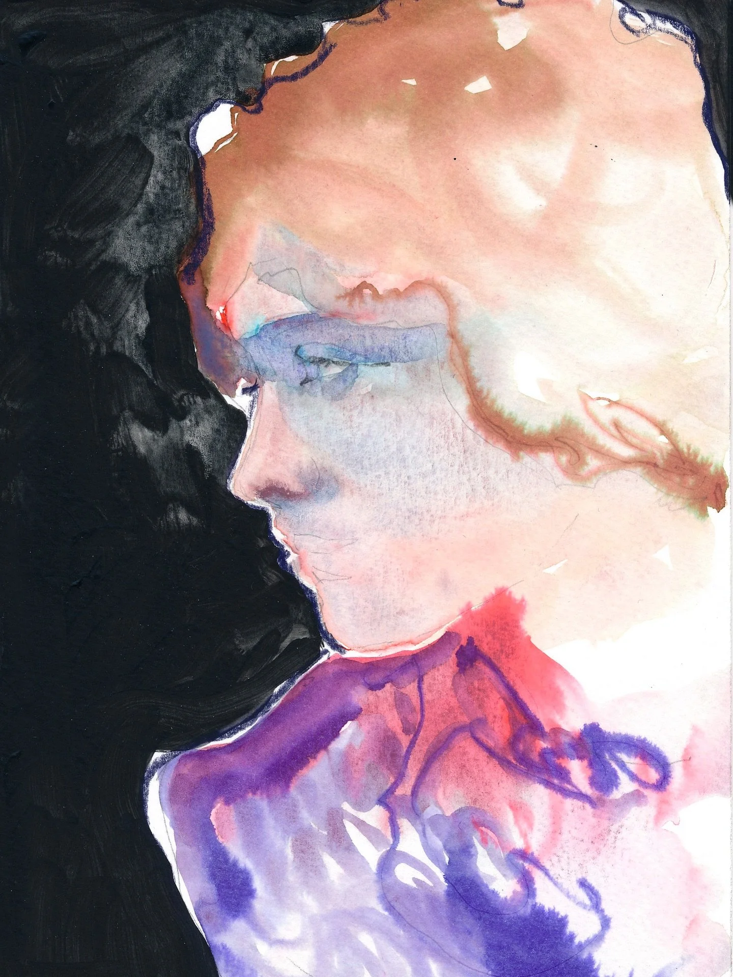 Repost Revisiting &amp; Developing #reflection #paintedportrait #fashionportrait #watercolor #watercolorfashion #fashionillustration #cateparr #colourislife