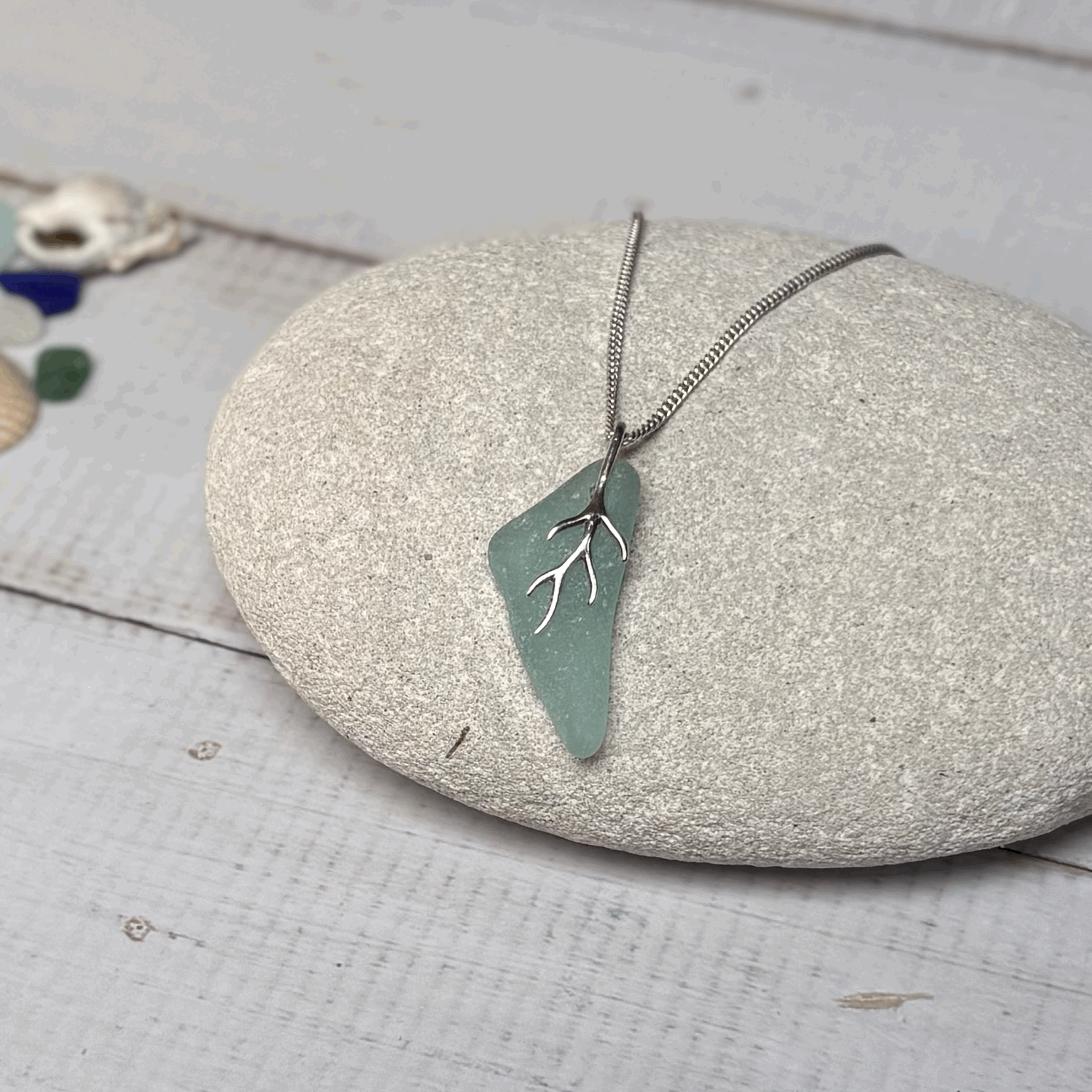 Dorset Serenity: Light Teal Blue Seaglass Pendant Necklace