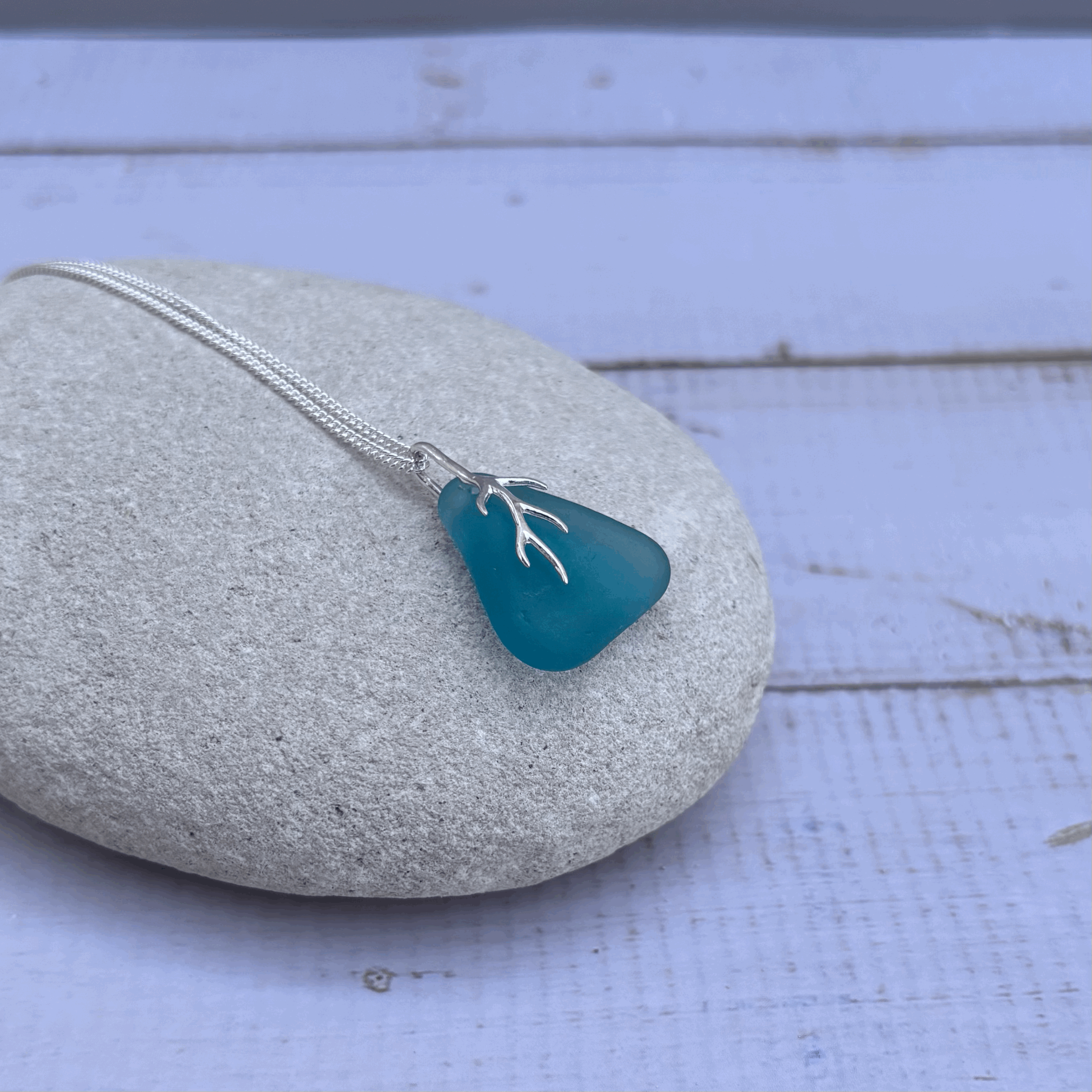 Dorset Serenity:  Teal Blue Seaglass Pendant Necklace