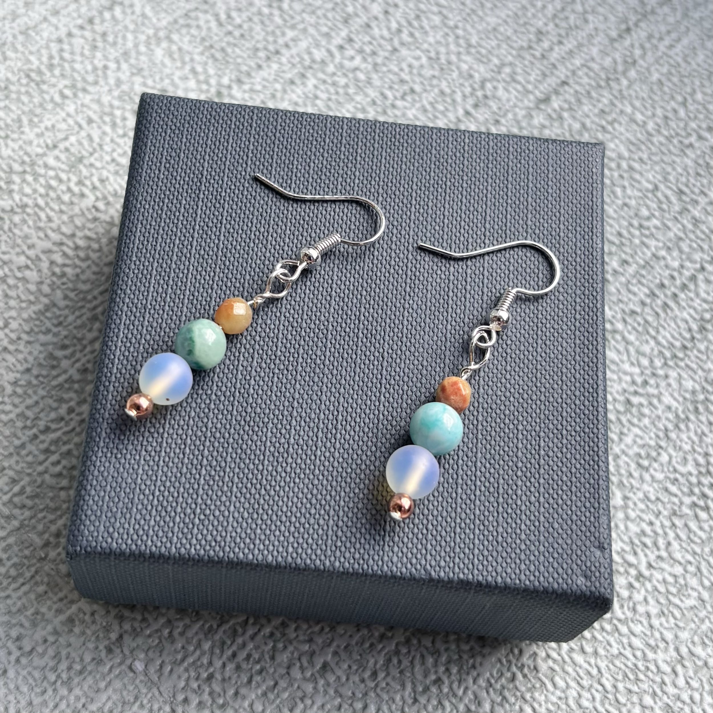 Silver Plated & Gemstone Dangly Earrings