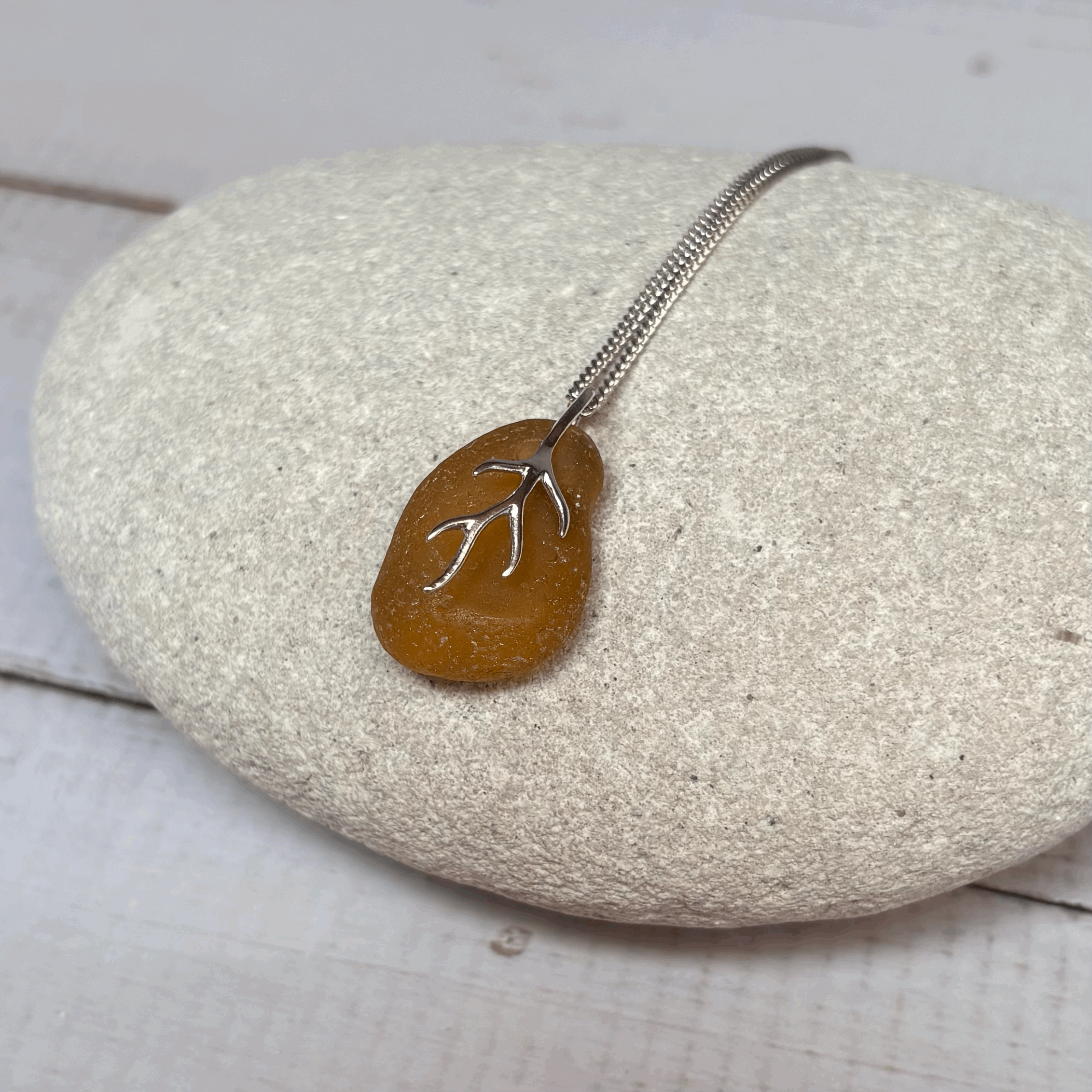 Dorset Serenity: Honey Amber Seaglass Pendant Necklace