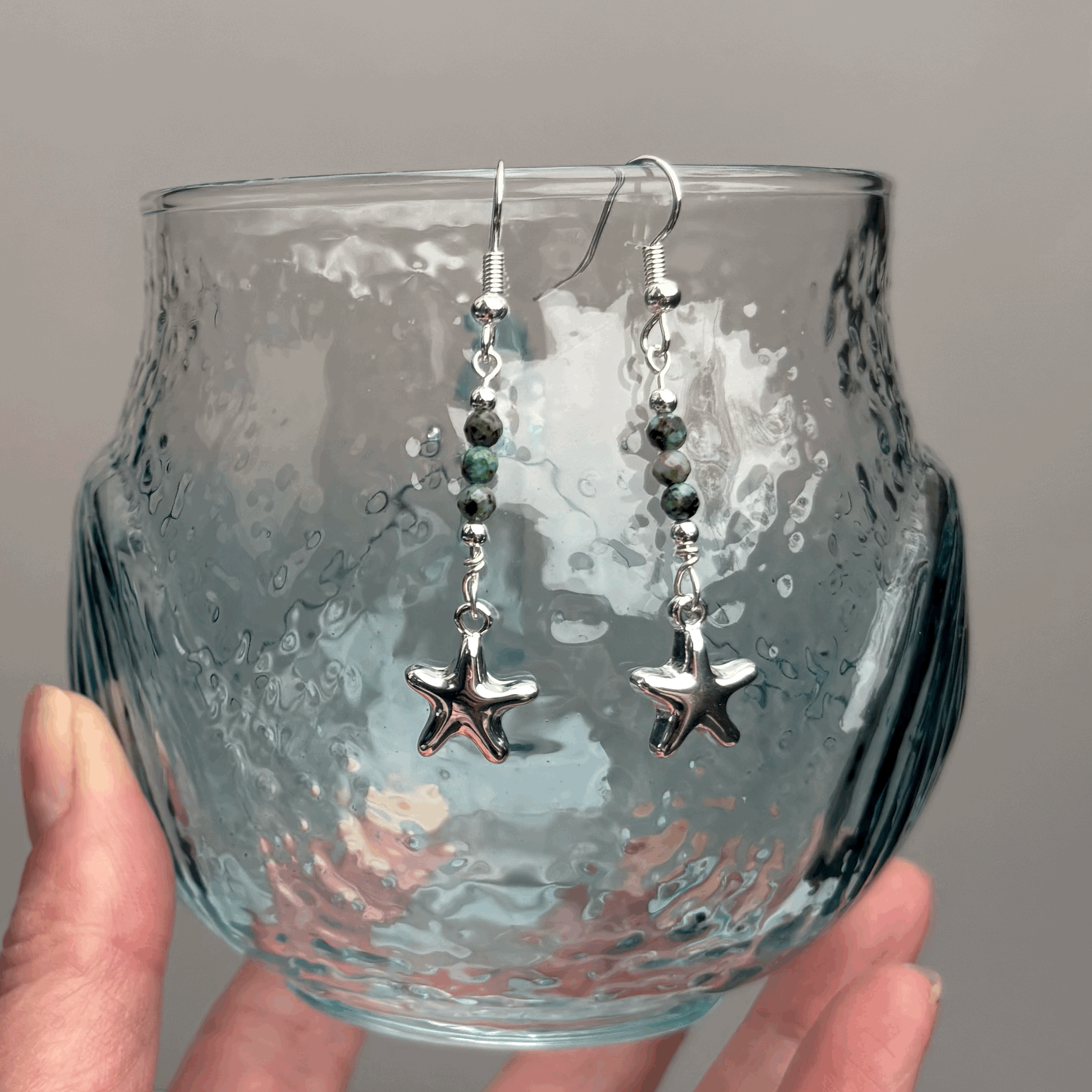 Silver Plated & Gemstone Dangly Earrings