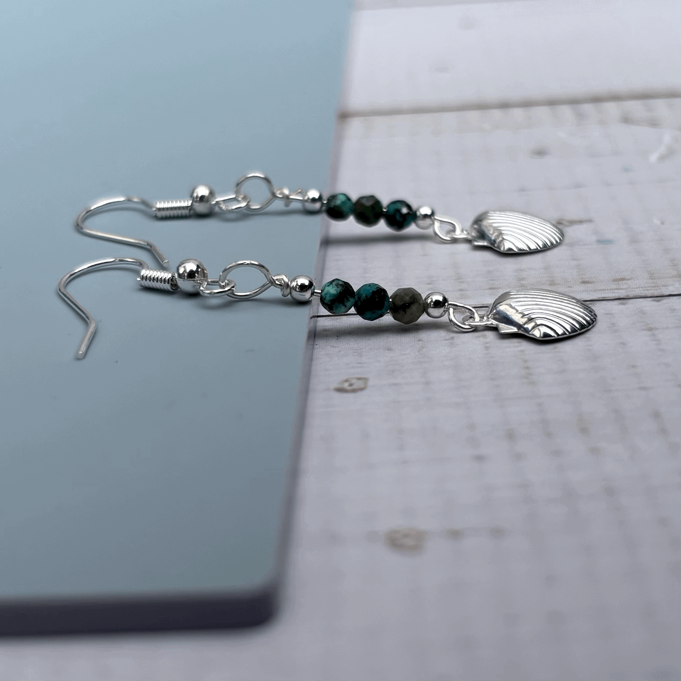 Silver Plated & Gemstone Dangly Earrings