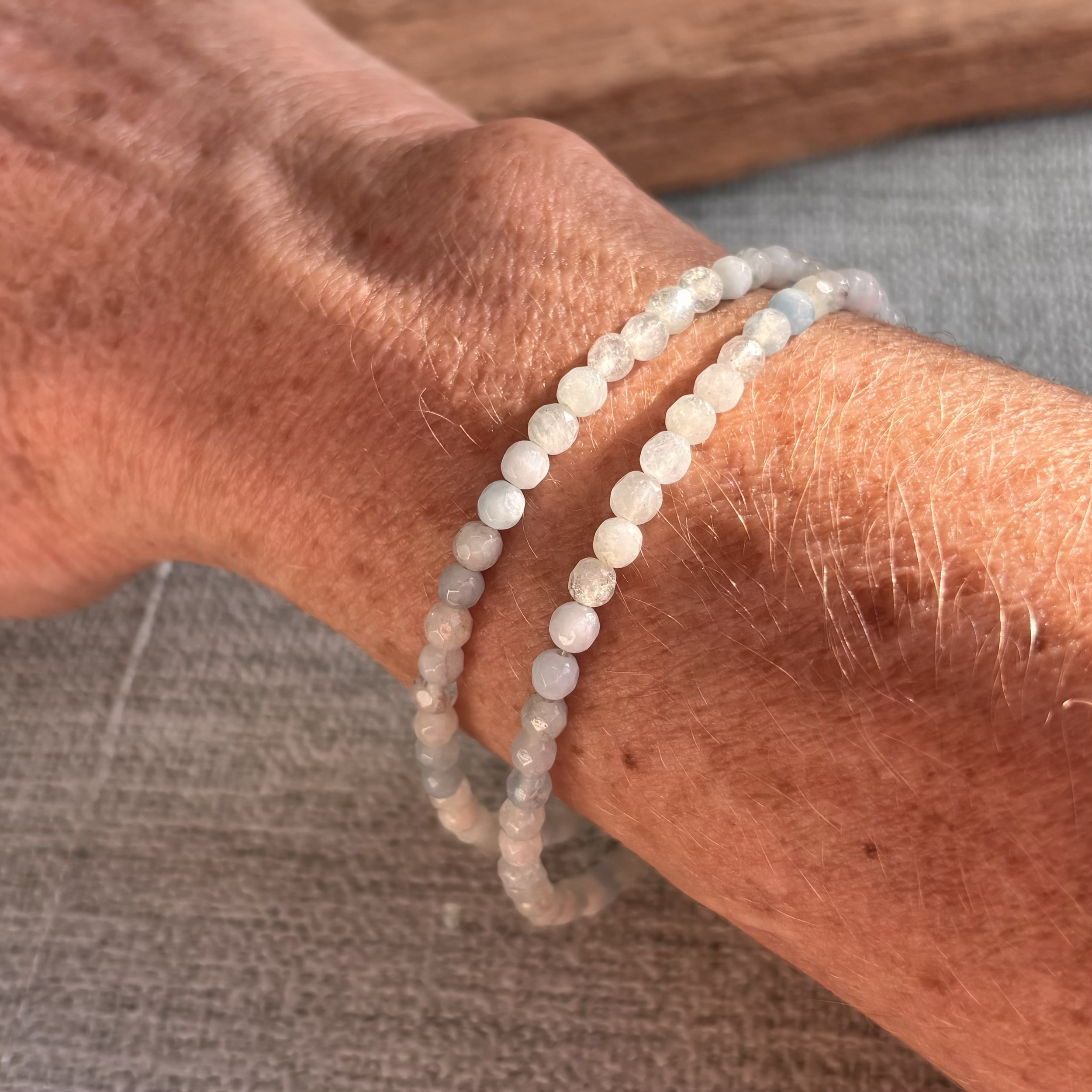 Pale Aquamarine Gemstone Beaded Bracelets
