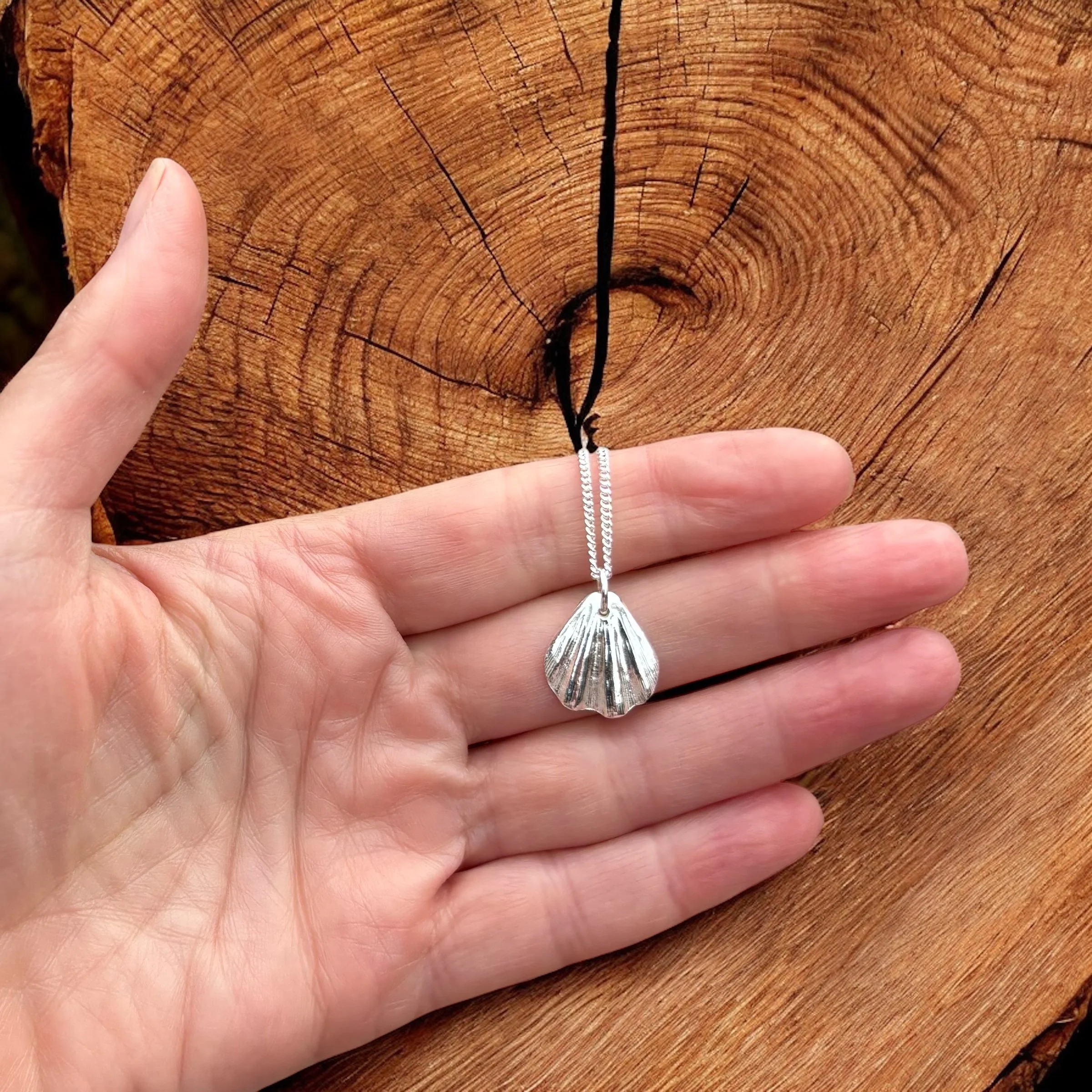 Fine Silver Shell Pendants on Sterling Silver Chains...various styles available