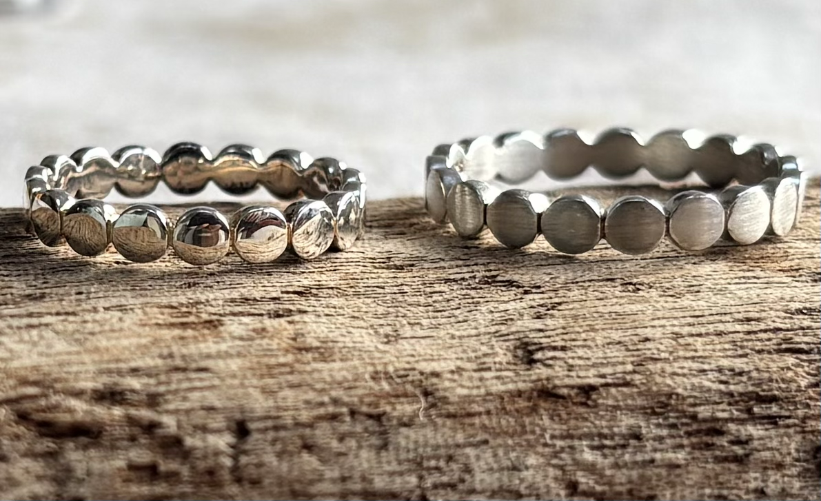 Sterling Silver Hammered Bobble Rings