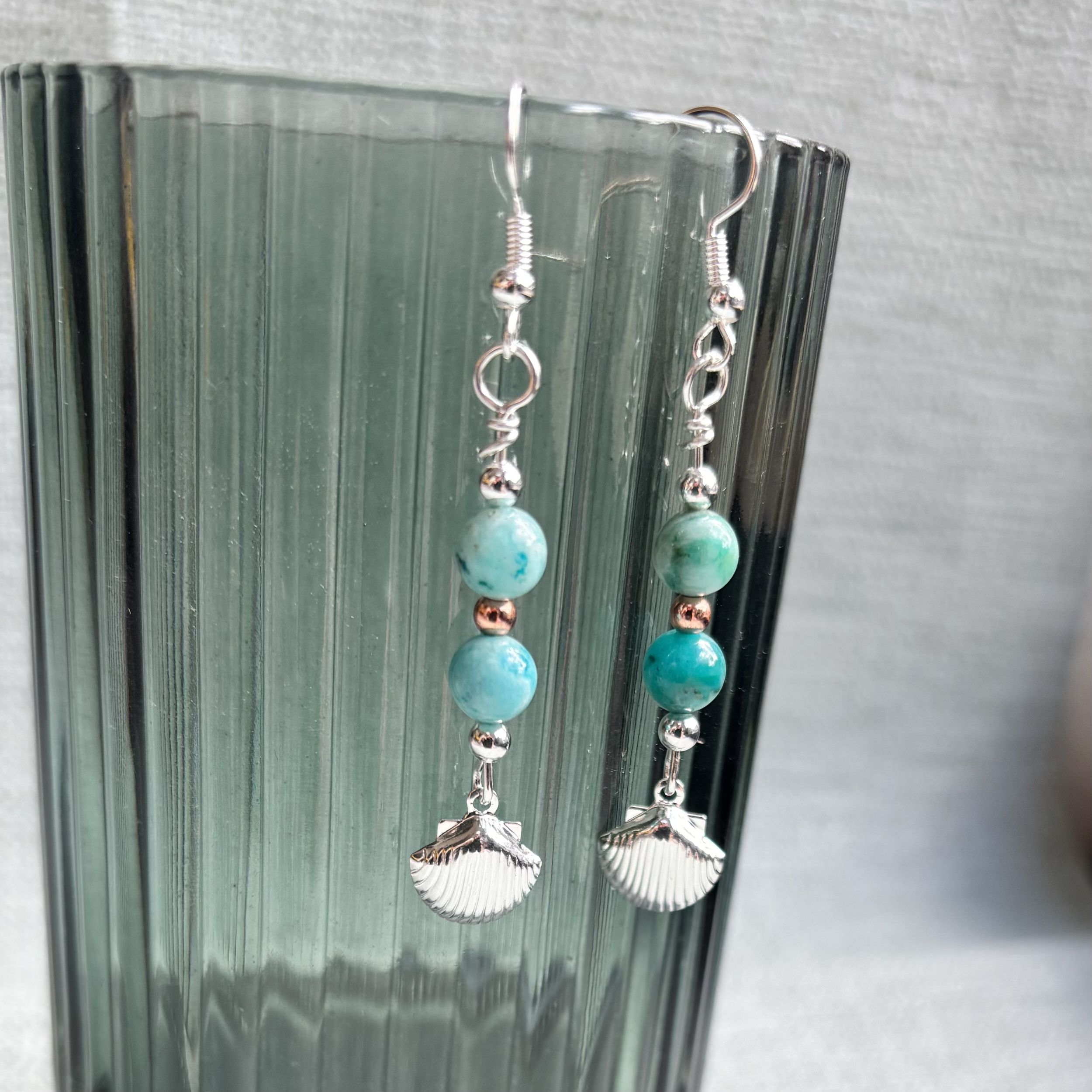 Silver Plated & Gemstone Dangly Earrings