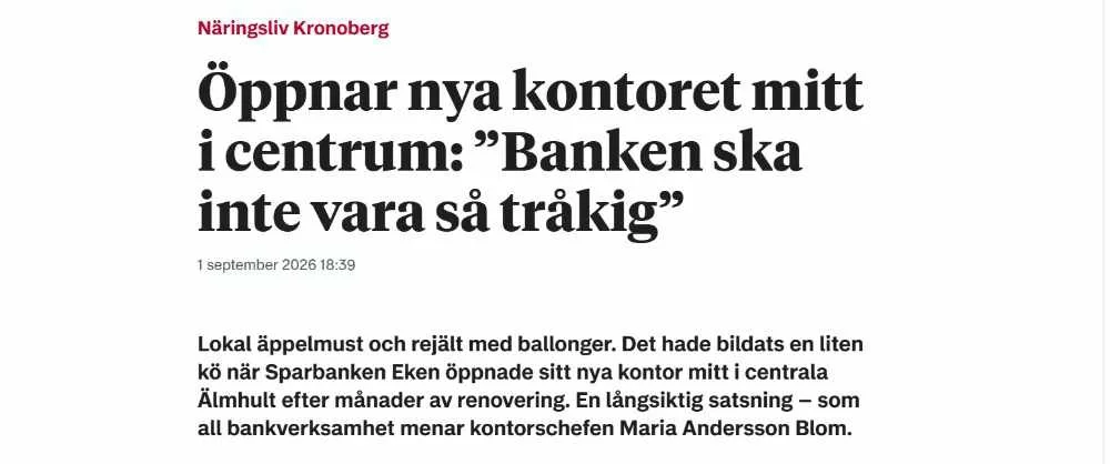 Sparbanken Eken flyttar in i sina nya lokaler