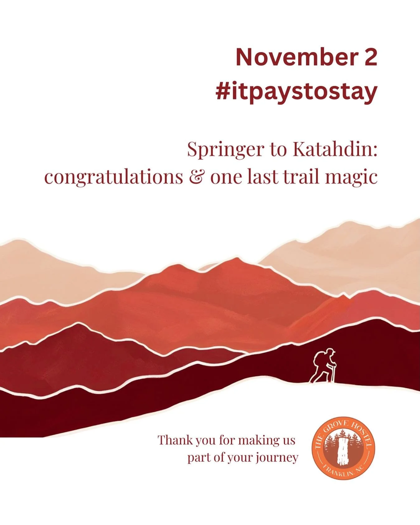 Nobos who stayed with us and tagged us in their posted picture with Bluebs on Trail &gt; entered in a $500 cash drawing 

Nobos who taged us in their posted picture with Bluebs on Trail *or* in their summit photo &gt; entered in a $250 cash drawing 
