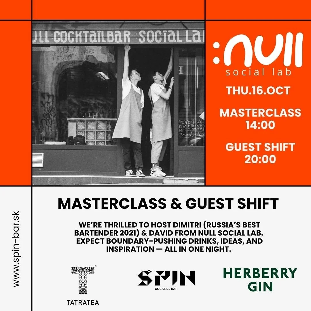 DIMITRI &amp; DAVID OF NULL BAR BELGRADE TAKE OVER SPIN.
TONIGHT 20:00.
COCKTAILS. ENERGY. BELGRADE VIBES.