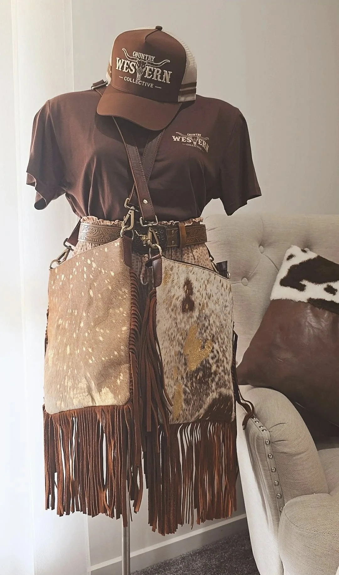 Cowhide Bag + Trucker Cap Combo