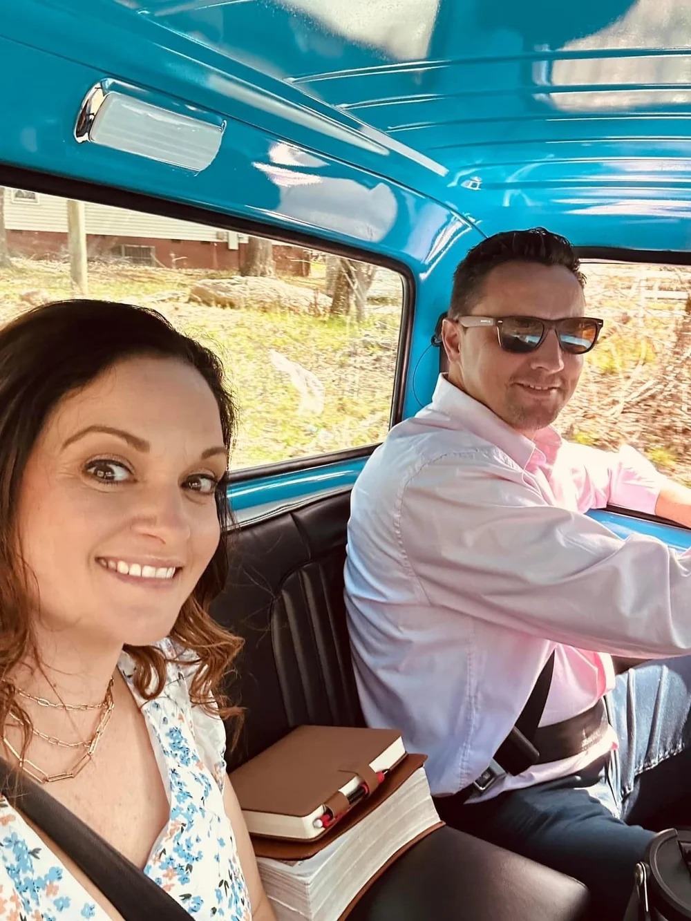 Chuckie and his wife with Ole Blue on Easter Sunday