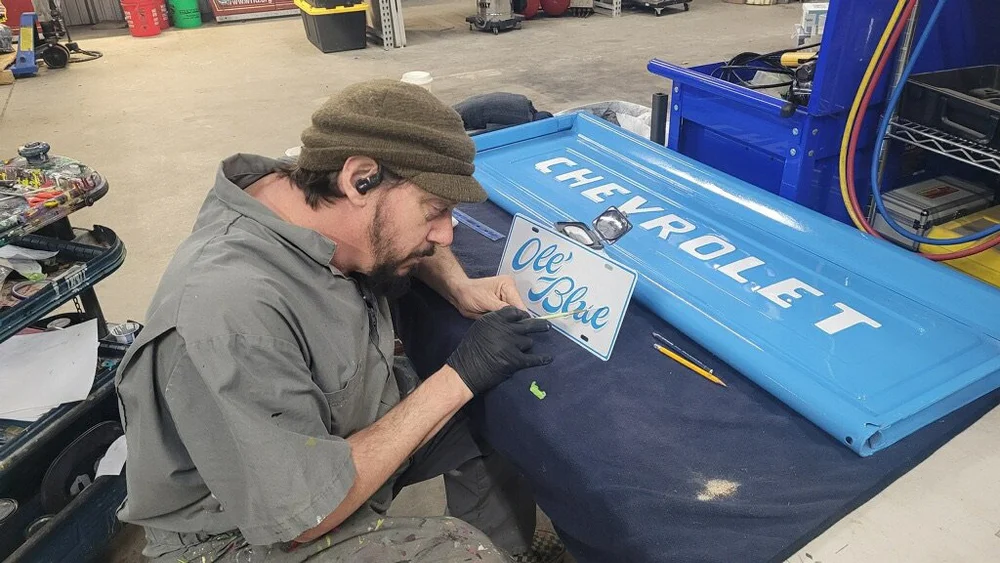 Custom Ole Blue tag and restoration detail