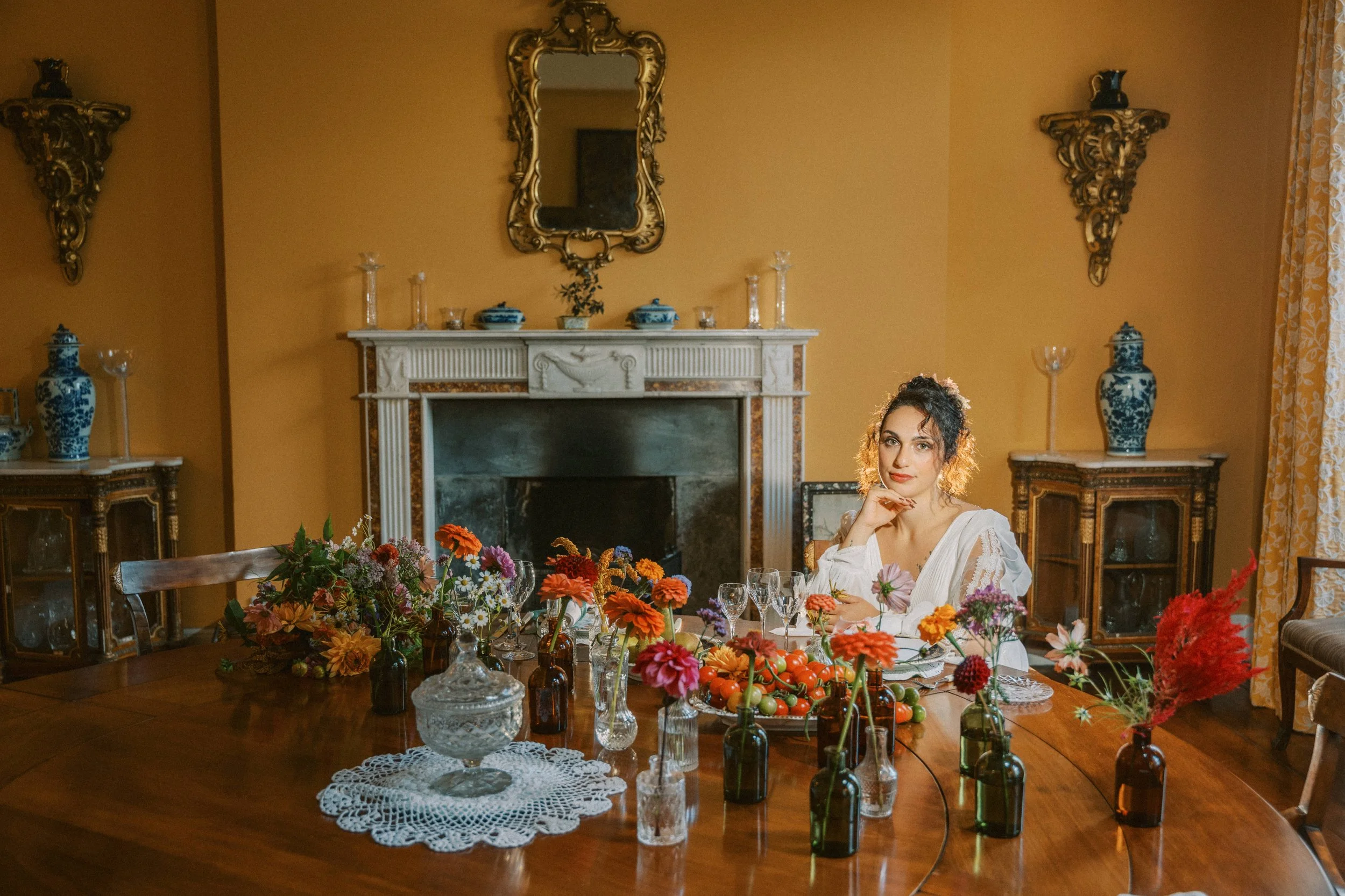 Elegant wedding flowers for Midleton, captured in a fine-art style with Irish-grown blooms.