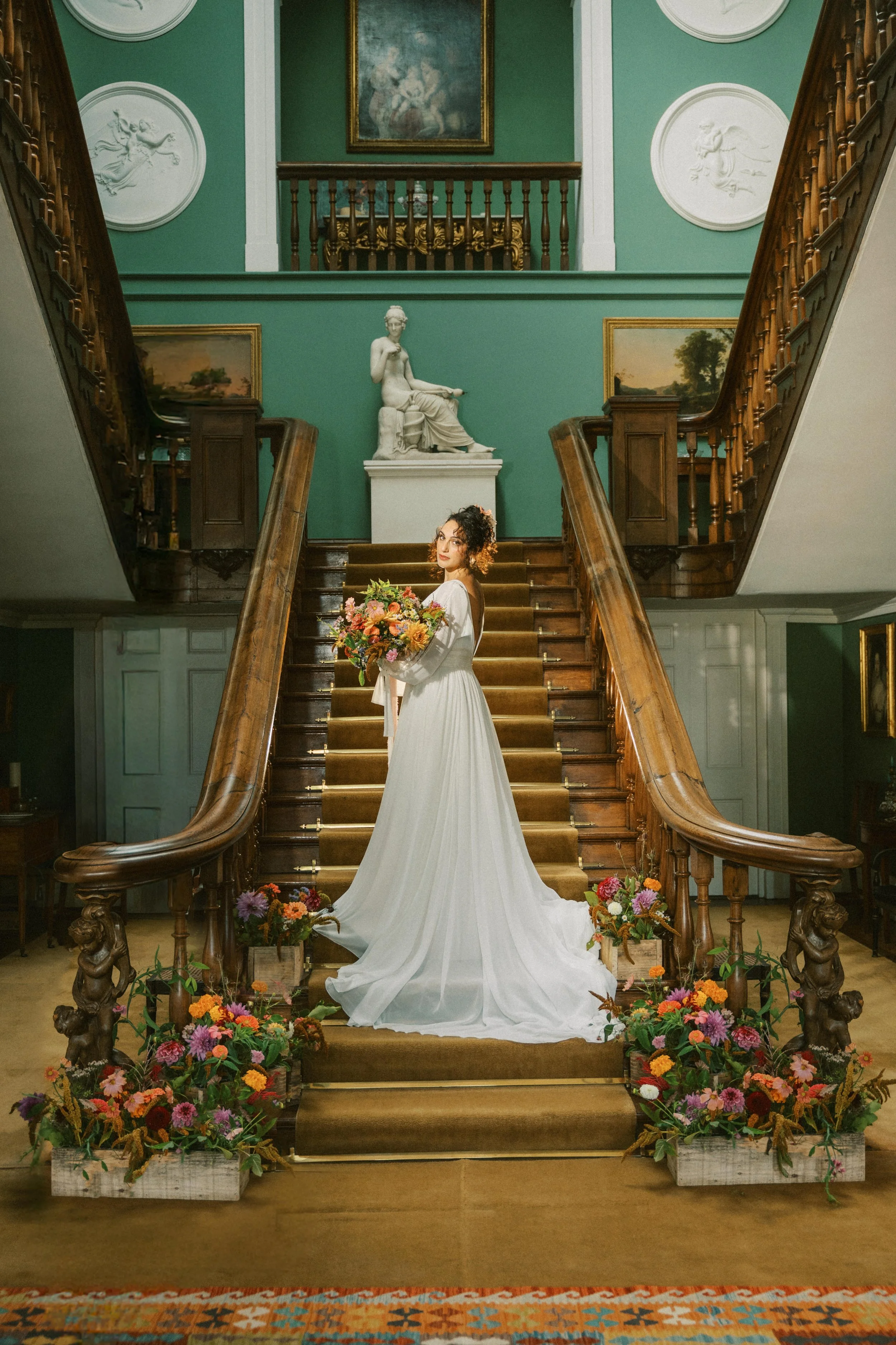 Large seasonal floral installation for a Wexford wedding, created with Irish-grown stems.