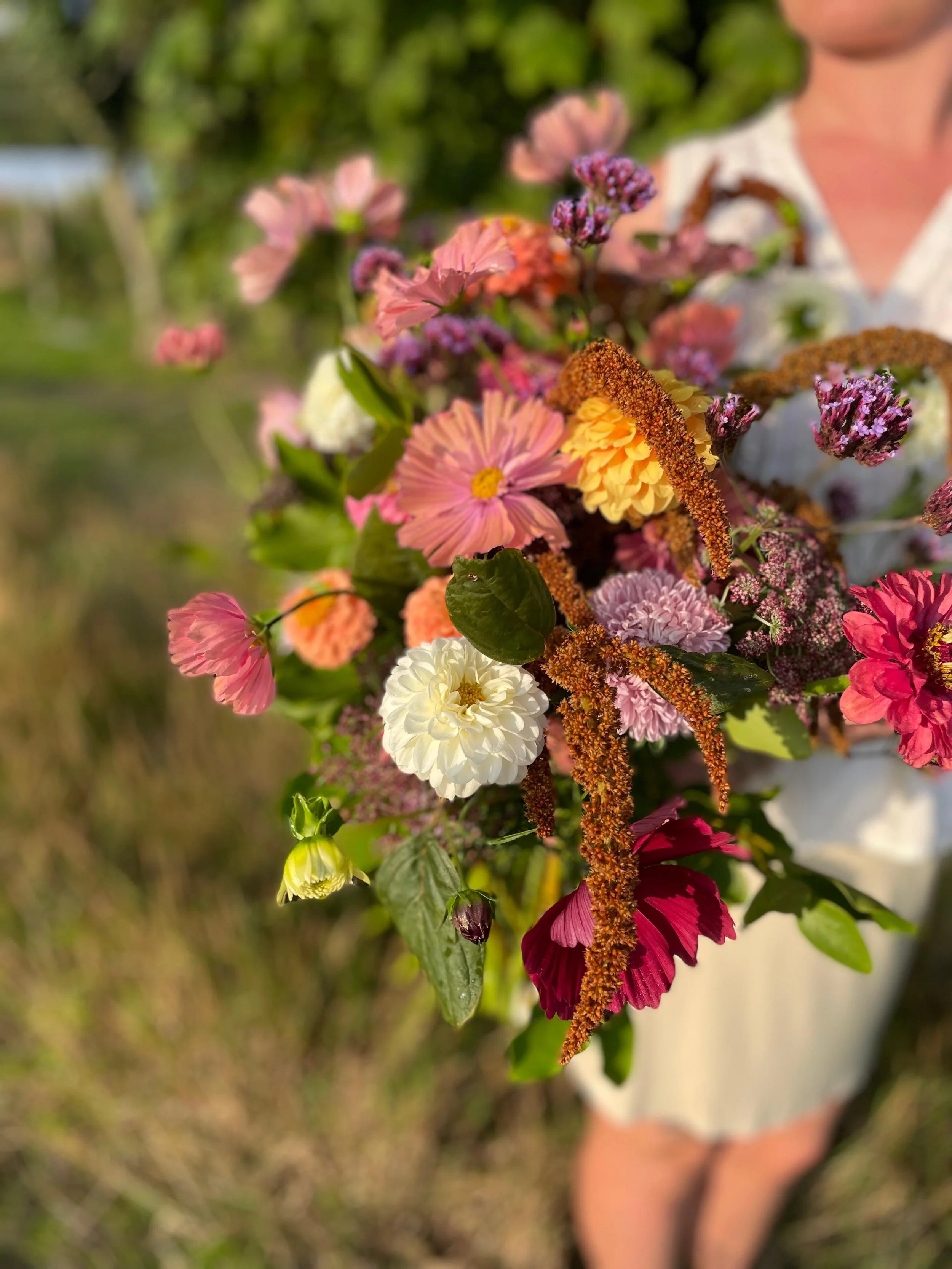 Soft, seasonal bridal bouquet for a Wexford wedding with Irish-grown flowers. Title: Wexford Bridal Bouquet – Seasonal Pastel Florals