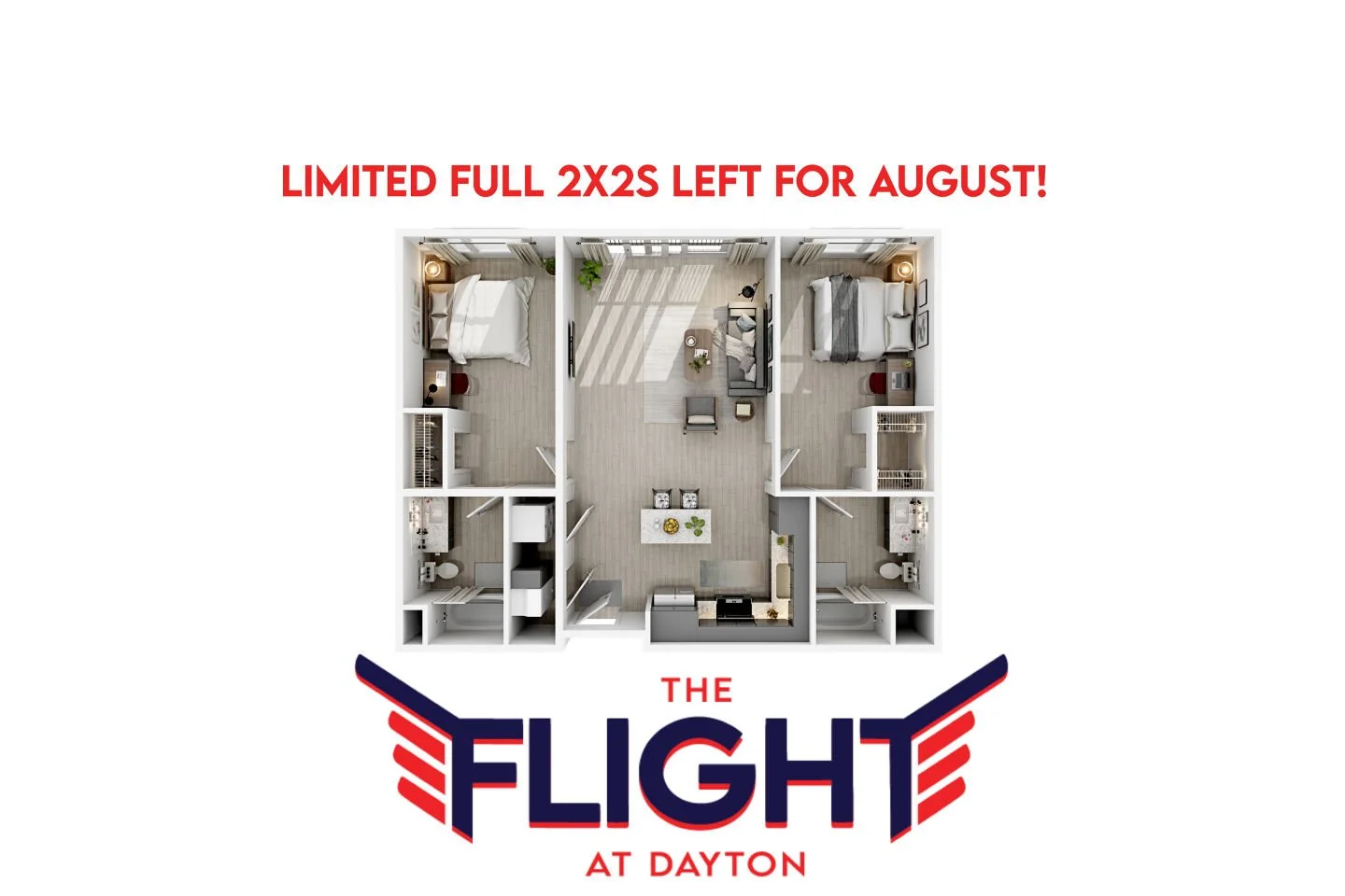 Last call: lease a full 2x2 in August for only $1599* before this offer ends. If The Flight is on your list, this is your sign to schedule a tour today.
#LeaseSpecial #TheFlightDayton #UDHousing