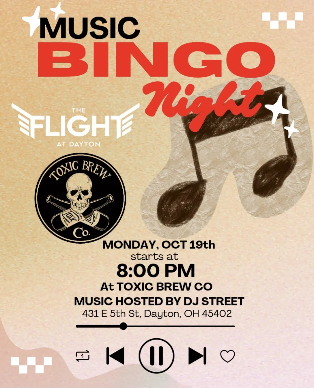 🎶🍻 MUSIC BINGO NIGHT IS COMING! 🍻🎶
Ready to test your music knowledge? Join us at Toxic Brew Co. on October 19th at 8 PM for a night of Music Bingo, great drinks, good vibes, and awesome prizes! 🎤🎵

We&rsquo;ll be playing 4 rounds packed with y