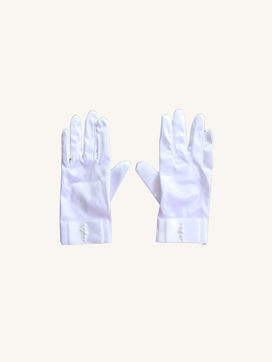 SATIN WHITE BOW GLOVES