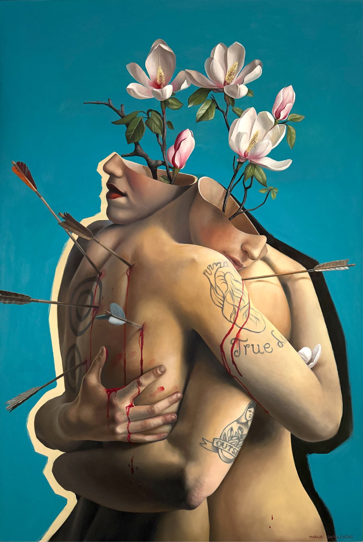 Love under attack - oil on canvas 48” x 60” (SOLD)