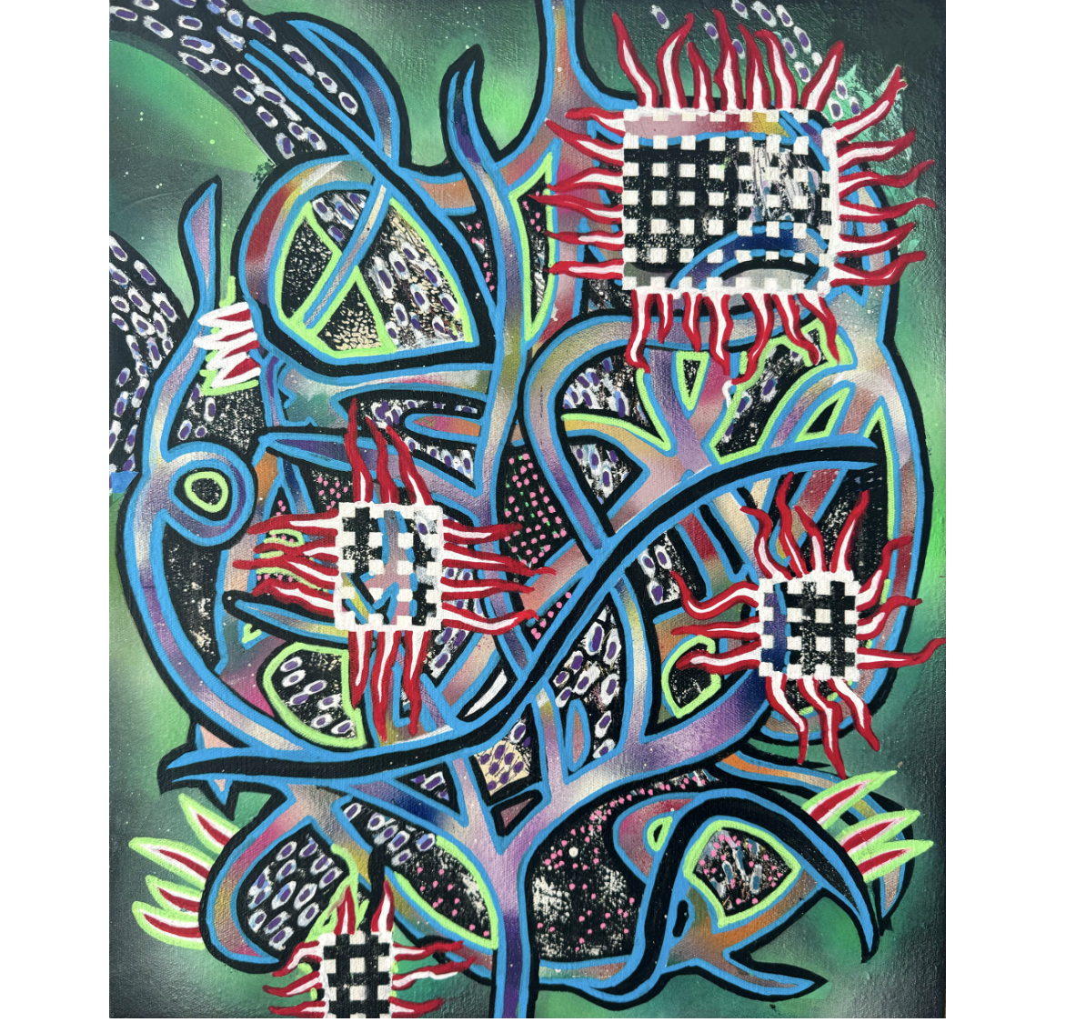 IMPROVISATION 1 Acrylic and flashe on canvas 17 x 14 inches, 2024.