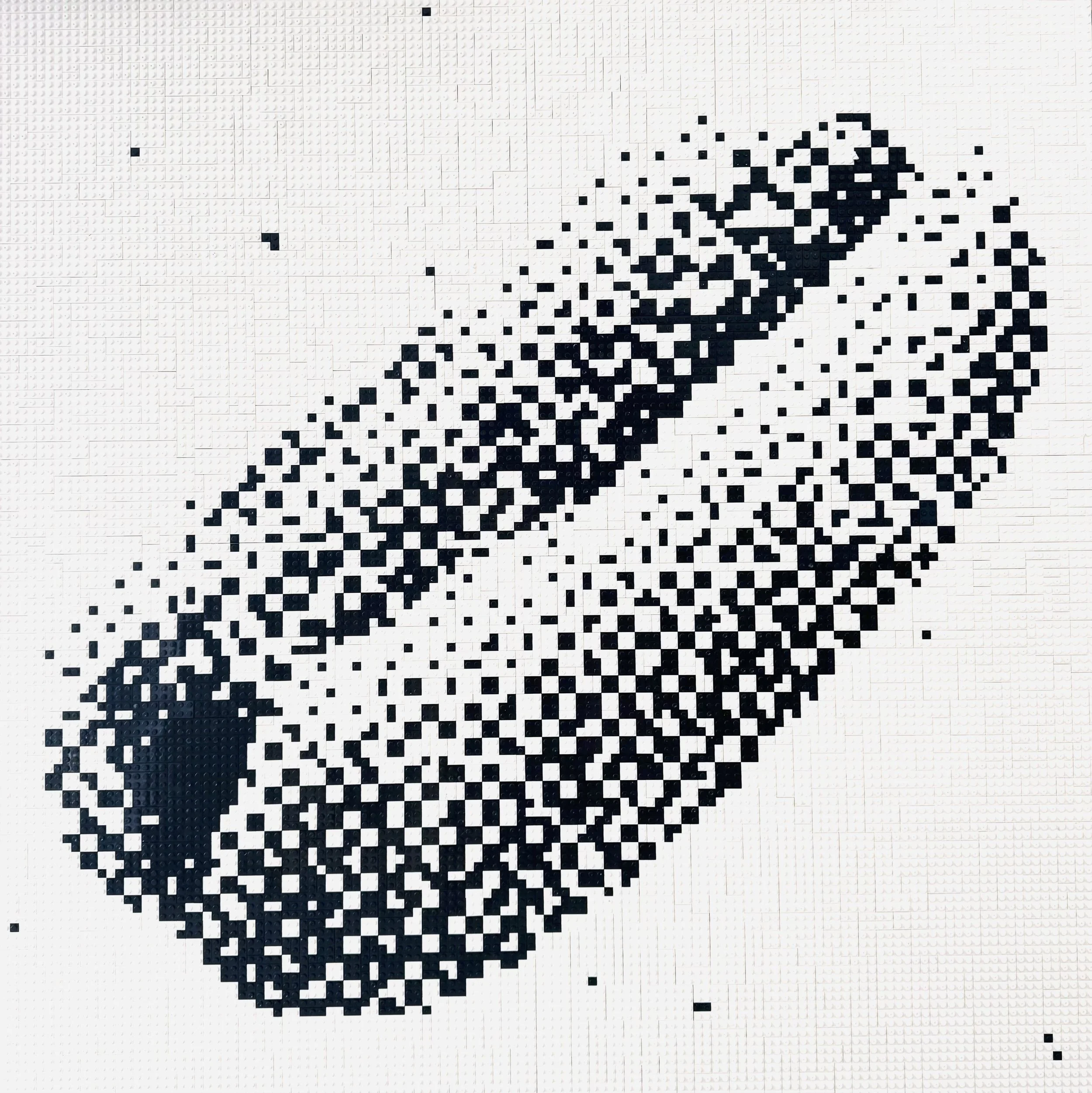 HOT DOG, plastic blocks on poplar panel 40 x 40 inches, 2026.