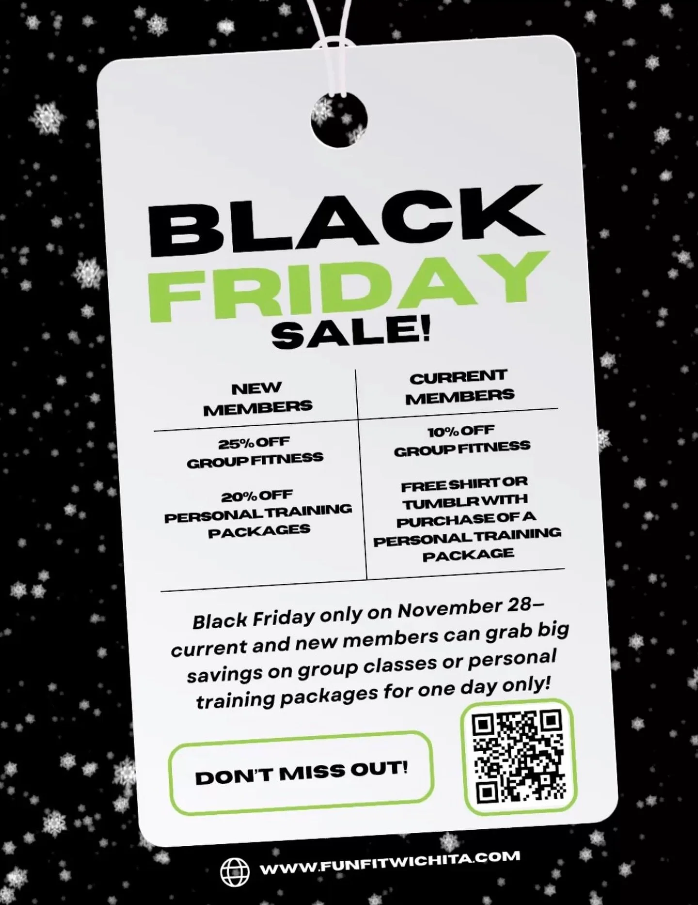 🚨Black Friday deal drops Nov 28&mdash;one day only to save big on group classes or personal training, for current members and first-timers alike! 🔥🔥🔥

#blackfriday #wichita #gym #fitness