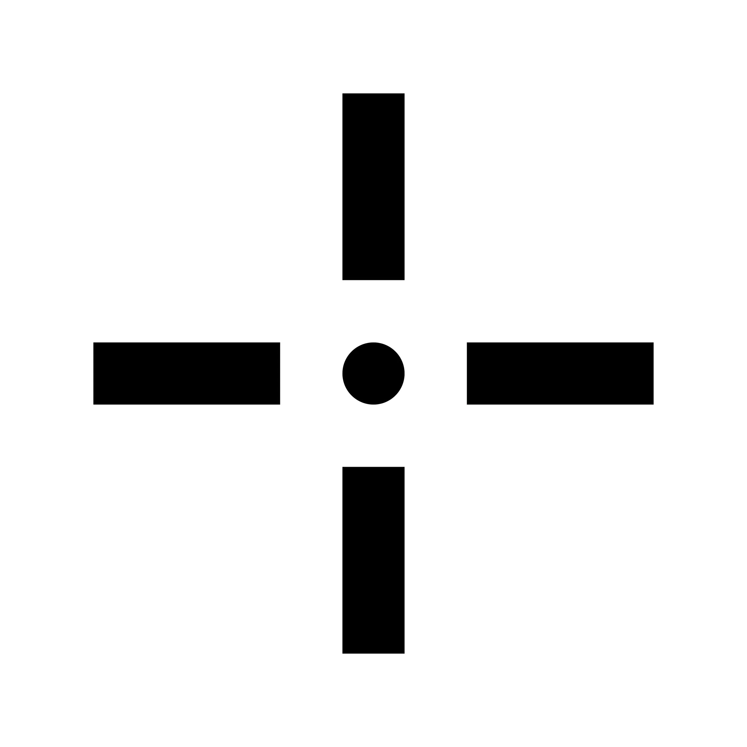 Black plus sign on a white background.