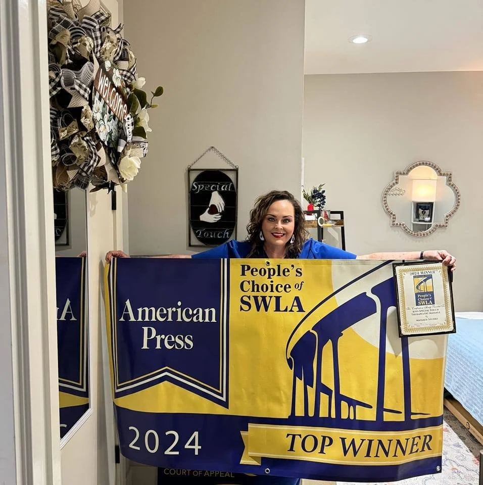 2024 American Press People’s Choice winner for Best Massage Therapist in Lake Charles, Louisiana, recognized for excellence in therapeutic massage services.