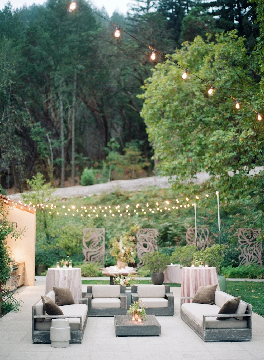 a wedding lounge set up for a napa wedding
