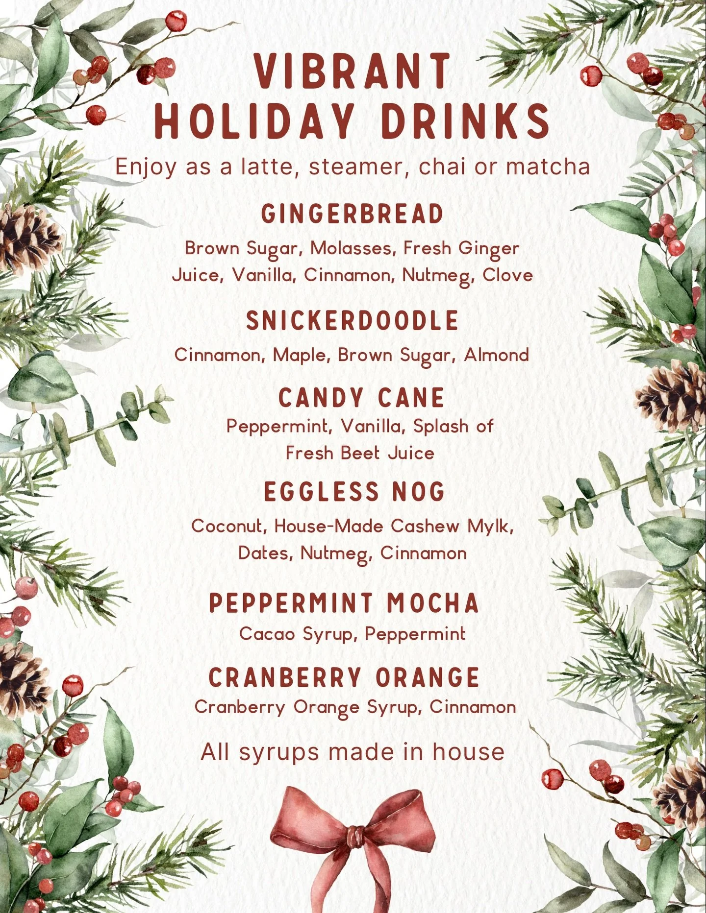 Our holiday drinks are here!! Choose your flavor and have it as a steamer, latte, matcha or chai. All syrups are made in-house with whole, organic ingredients. 

Which one are you trying first? ❄️🎄💝

#PittsburghEats #PittsburghCafe #PittsburghFoodi