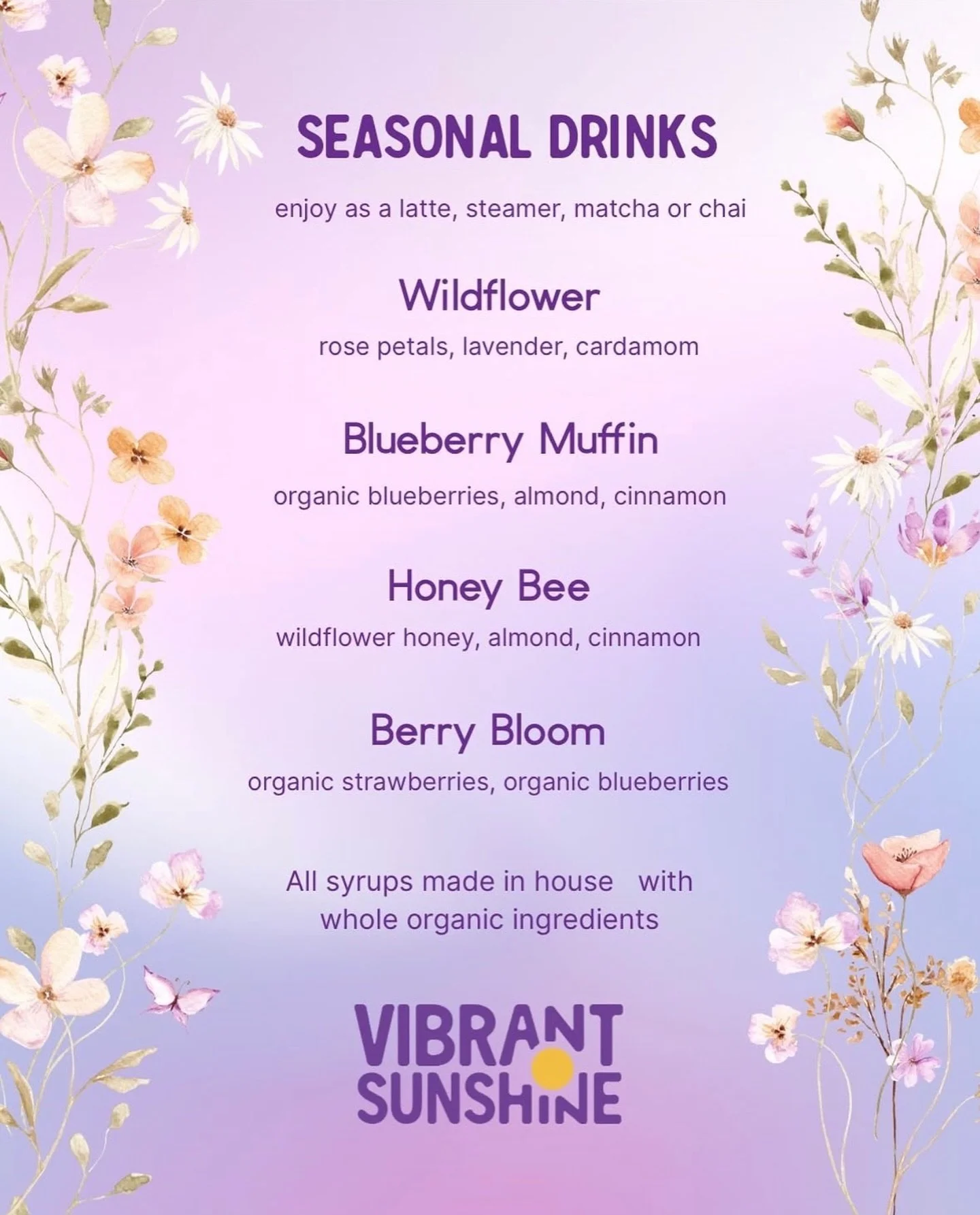 Your favorite spring specials are back baby! Choose any flavor as a latte, steamer, matcha or chai 💜☀️🌱

Which one&rsquo;s your fave??

#PittsburghCafe #PittsburghEats #PittsburghFoodie