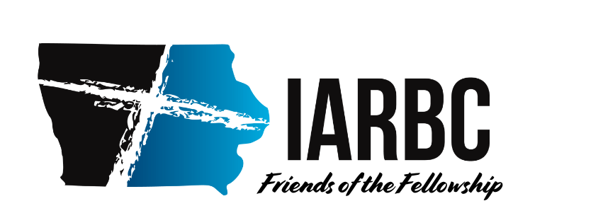 Logo for IARBC Friends of the Fellowship featuring a stylized map of Arkansas with a cross overlay.